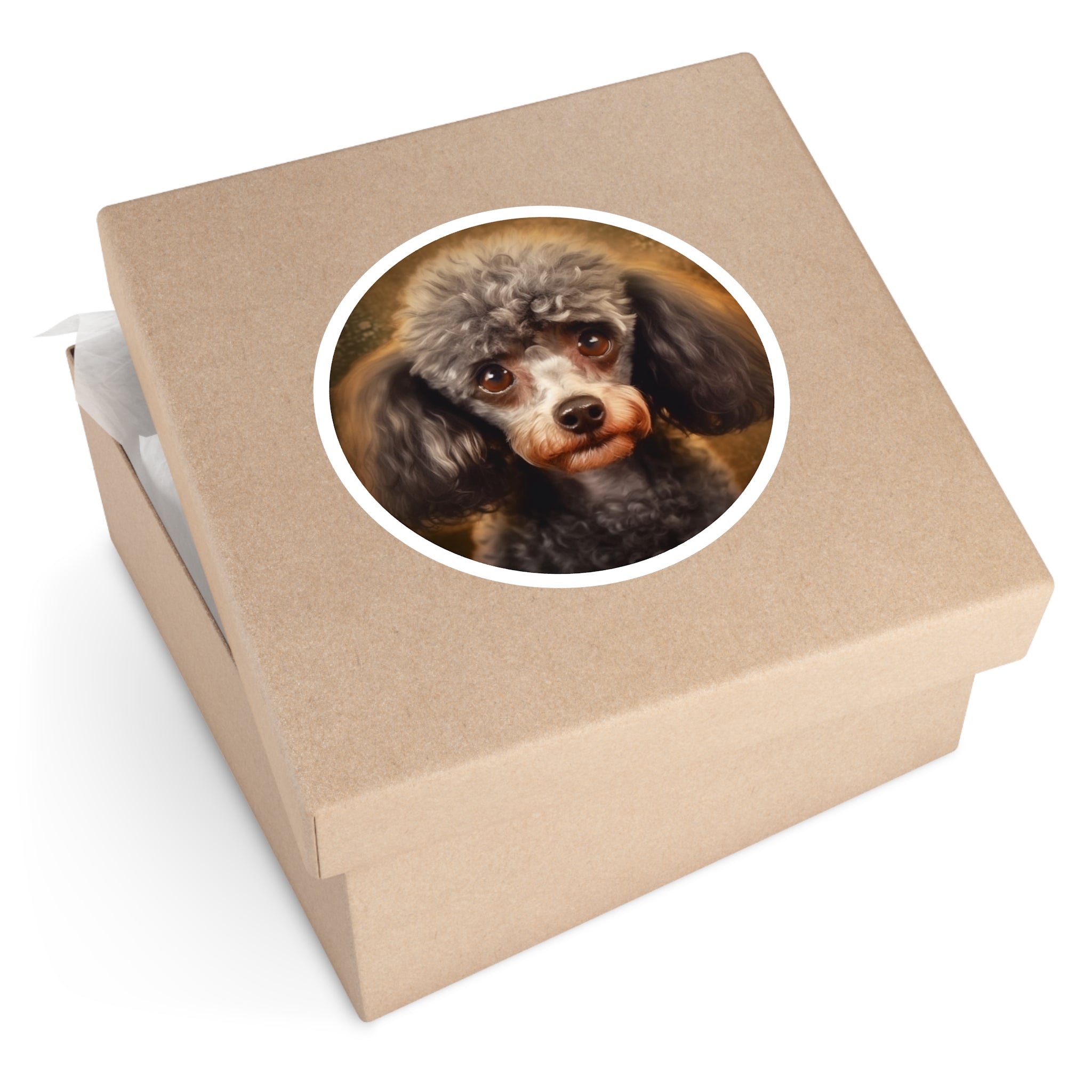 Cute Poodle Sticker, Dog Portrait Design, Realistic Pet Art, Sweet Expression