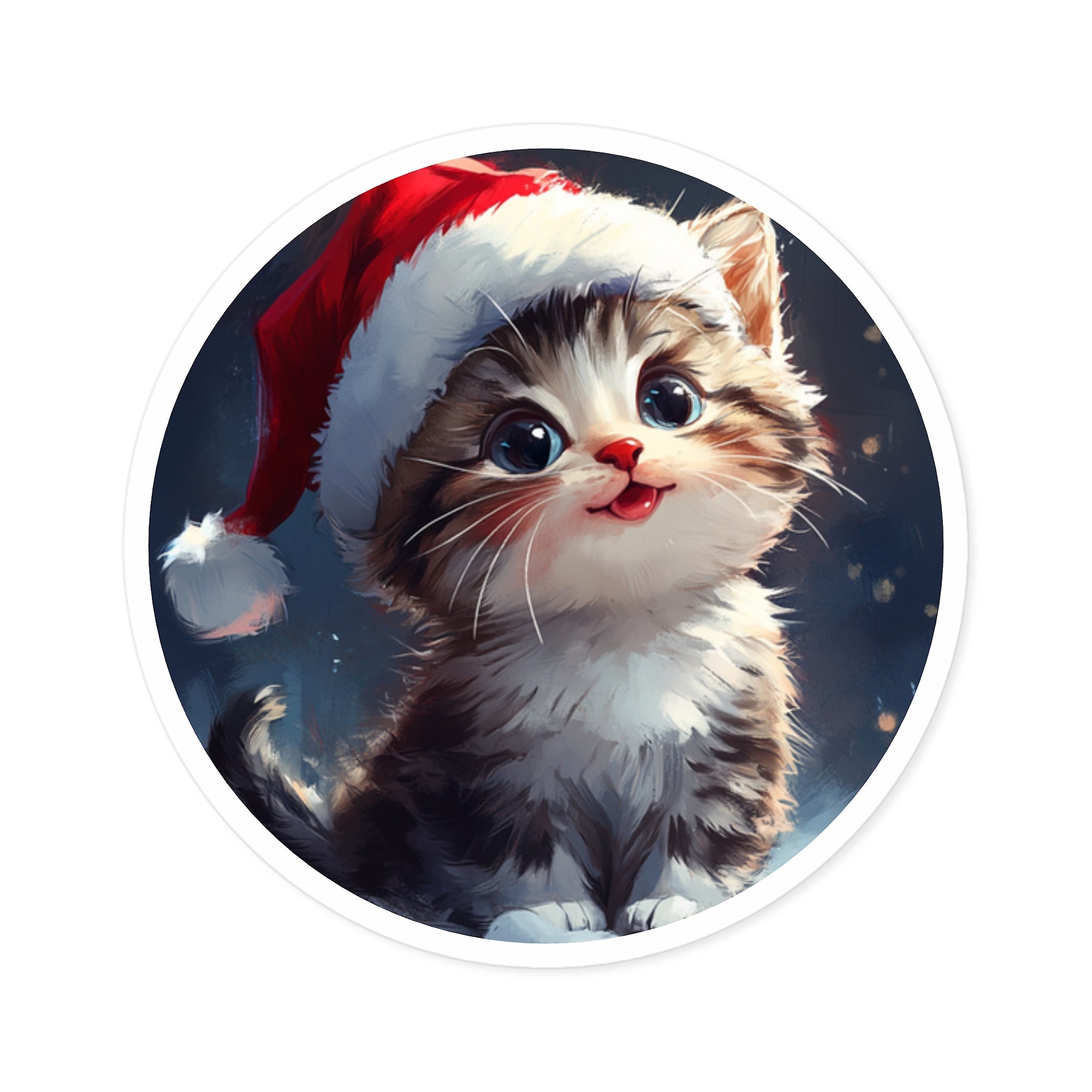 Festive Kitten Sticker, Holiday Cat Art, Cute Christmas Design, Joyful Gift