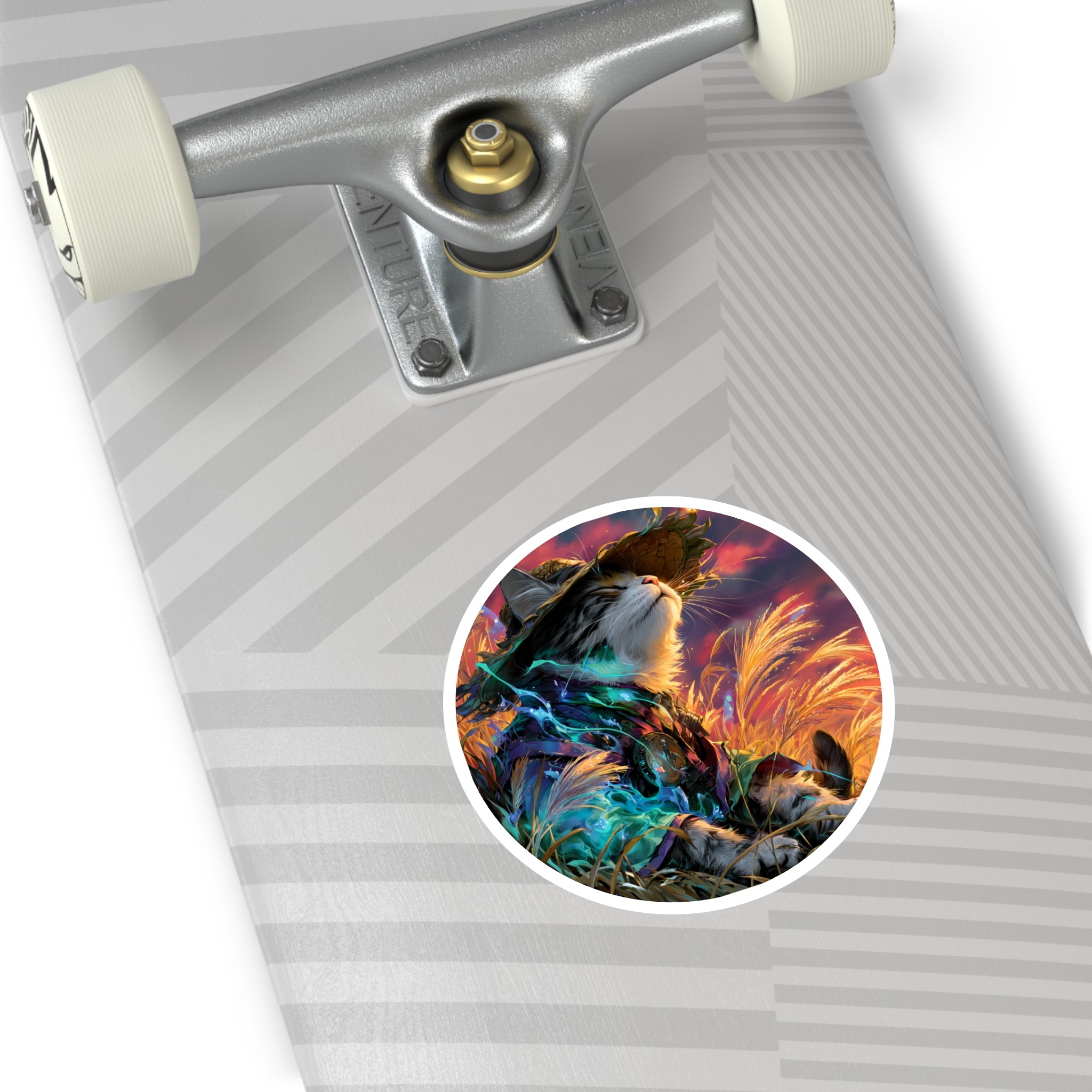 Field Cat, Artistic Sticker, Nature Decor, Relaxed Gift