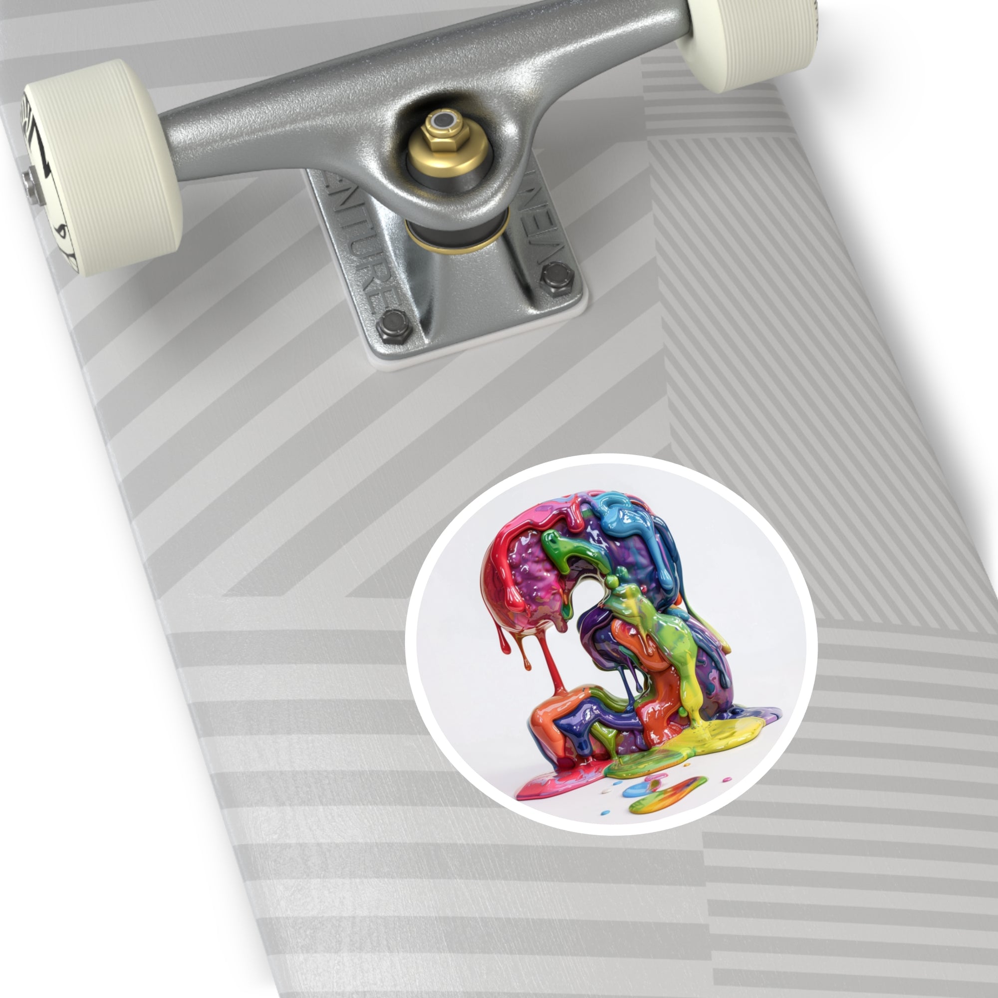 Number Three Sticker, Dripping Paint Design, Rainbow Color Art, Abstract Creative Style