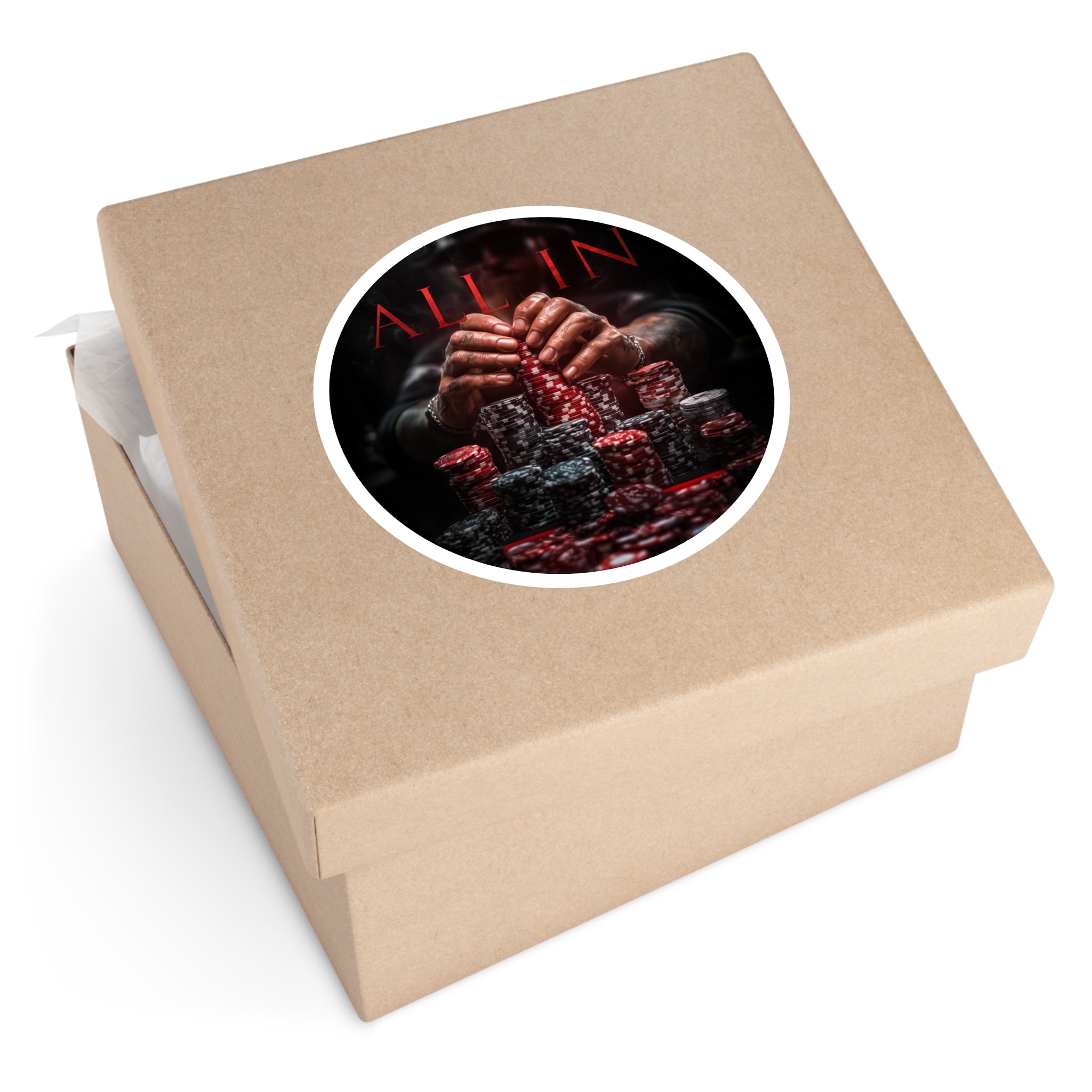 All In Poker Sticker, Casino Art, Bold Gambling Design, High Stakes Aesthetic