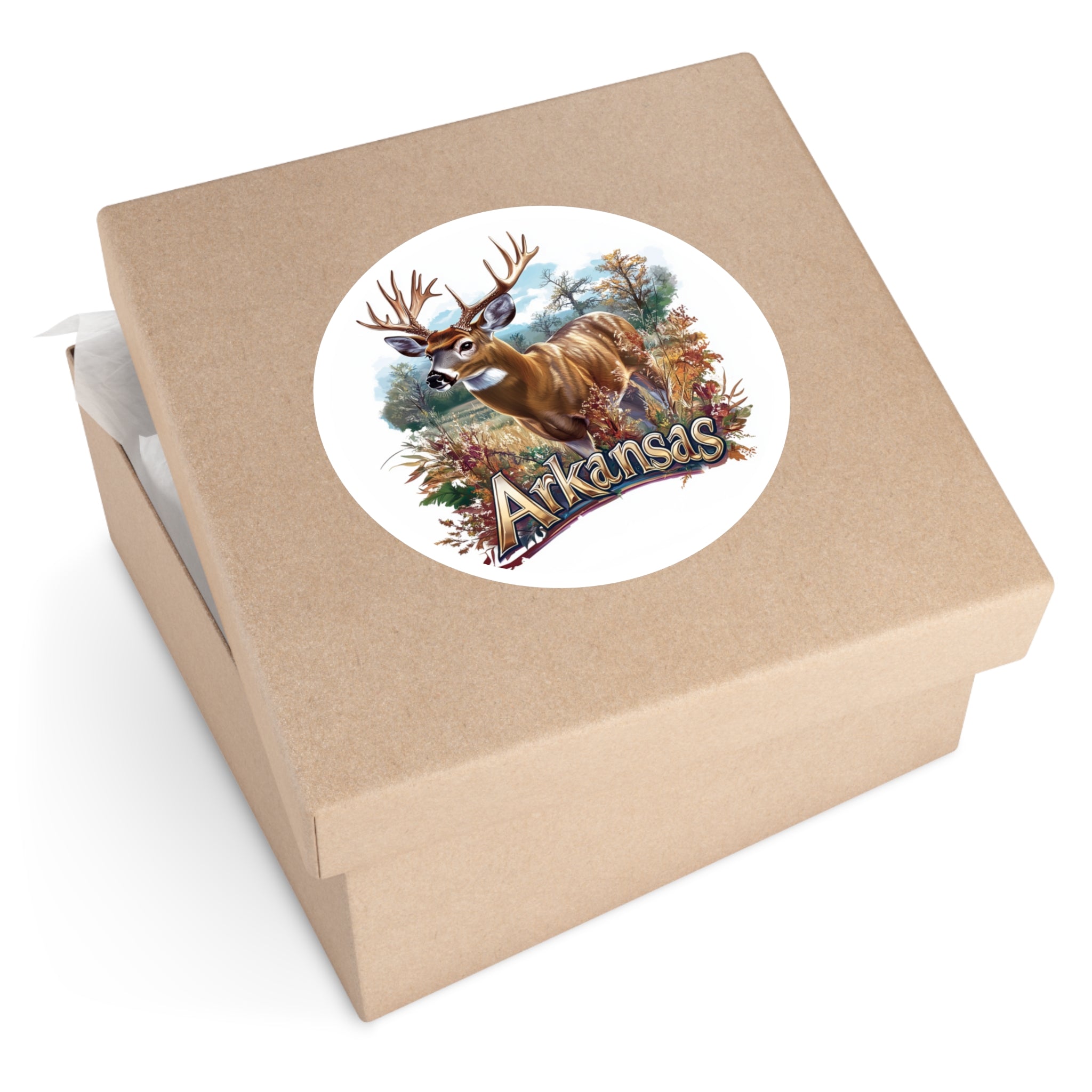 Arkansas Deer Sticker, State Animal Design, Woodland Nature Art, Rustic Wildlife