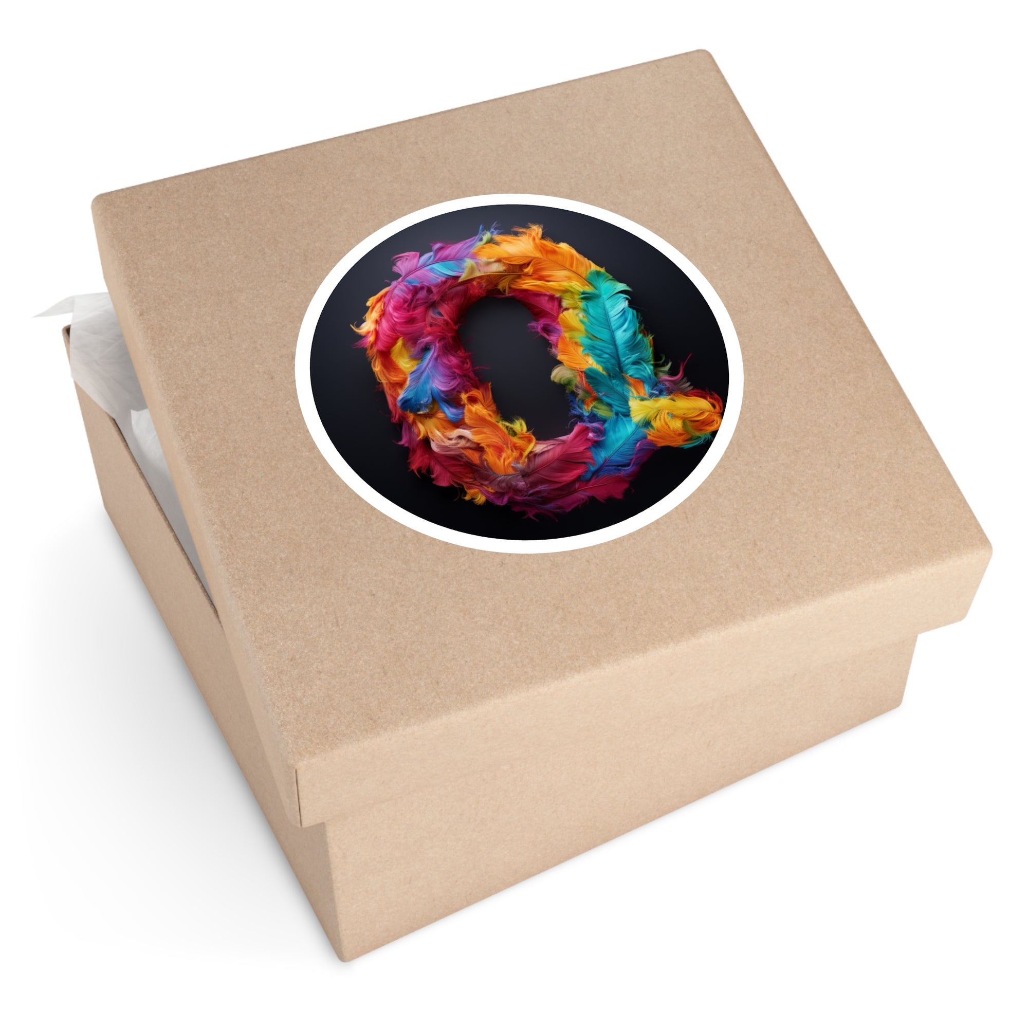 Letter Q Tie-Dye Design, Rainbow Color Sticker, Fun Gift