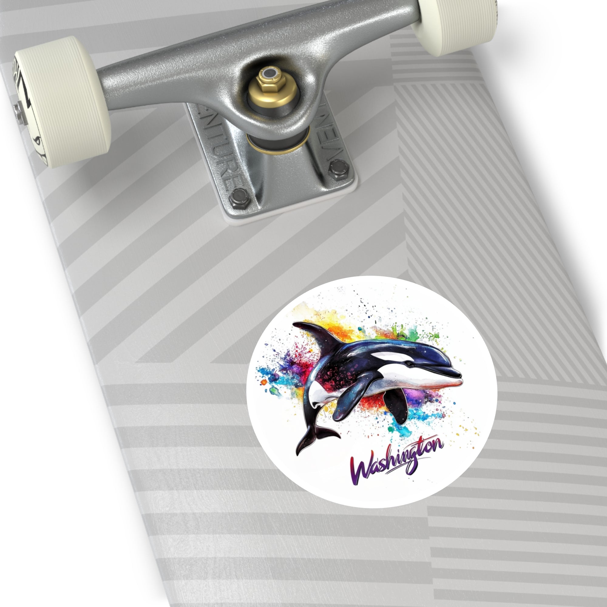 Washington Orca, Color Splash Sticker, Laptop or Journal, State Wildlife Art