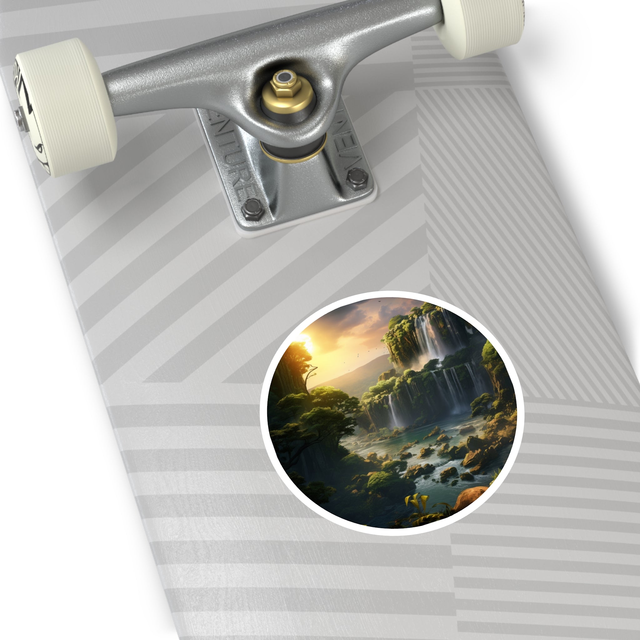 Waterfall Landscape Sticker, Fantasy Art Style, Nature Gift