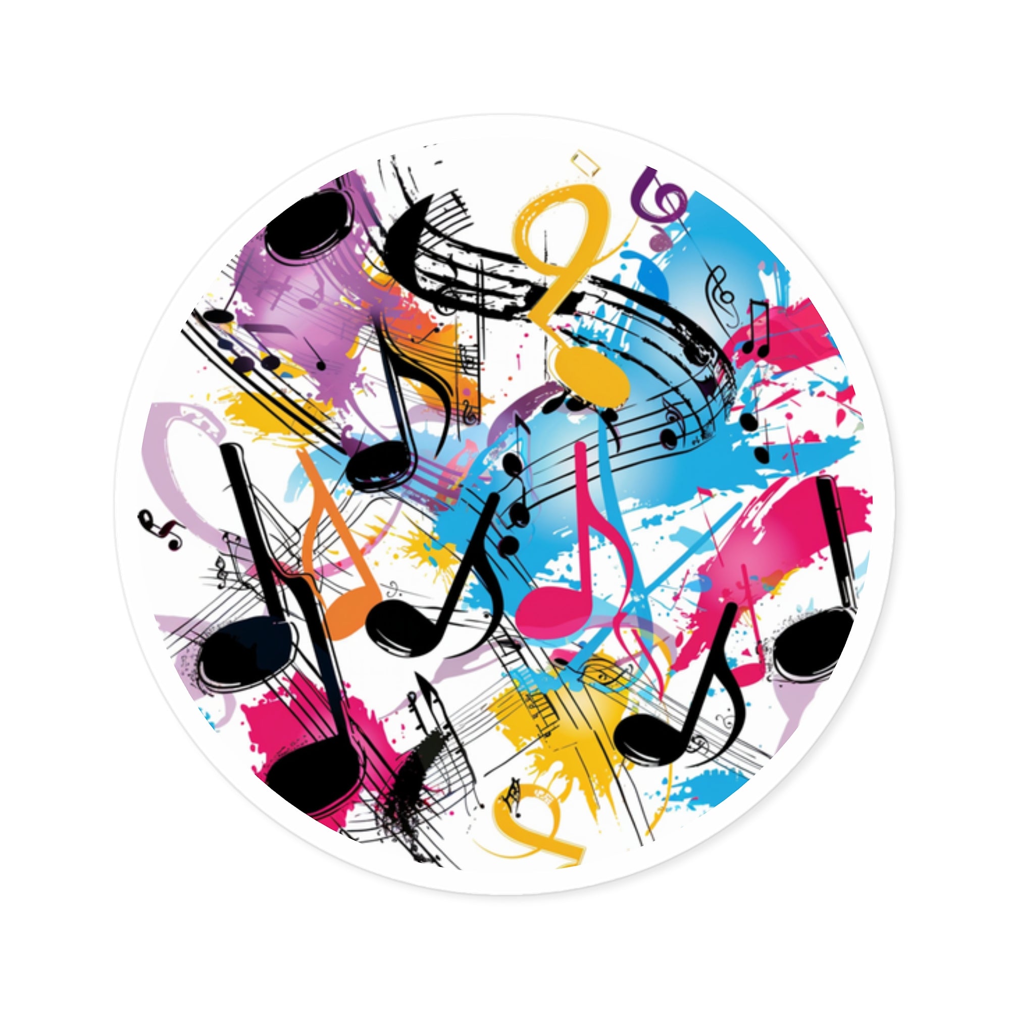 Musical Notes Splash, Artistic Music Sticker, Sheet Melody, Creative Rhythm