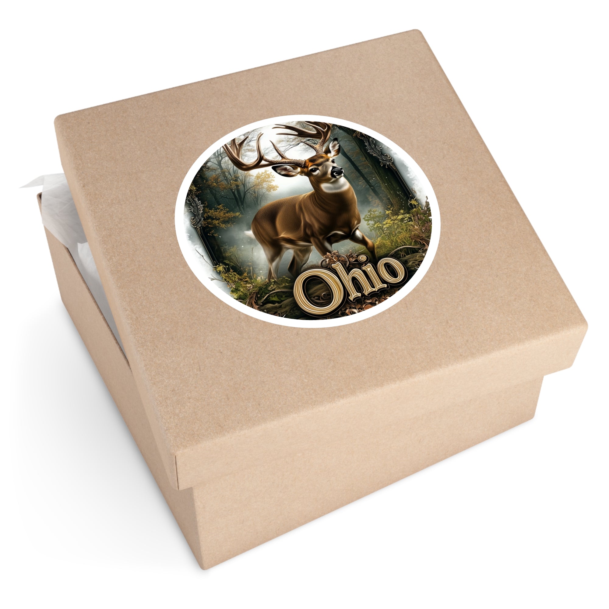 Ohio Buck Sticker, State Animal Design, Rustic Forest Art, Nature Wildlife Scene