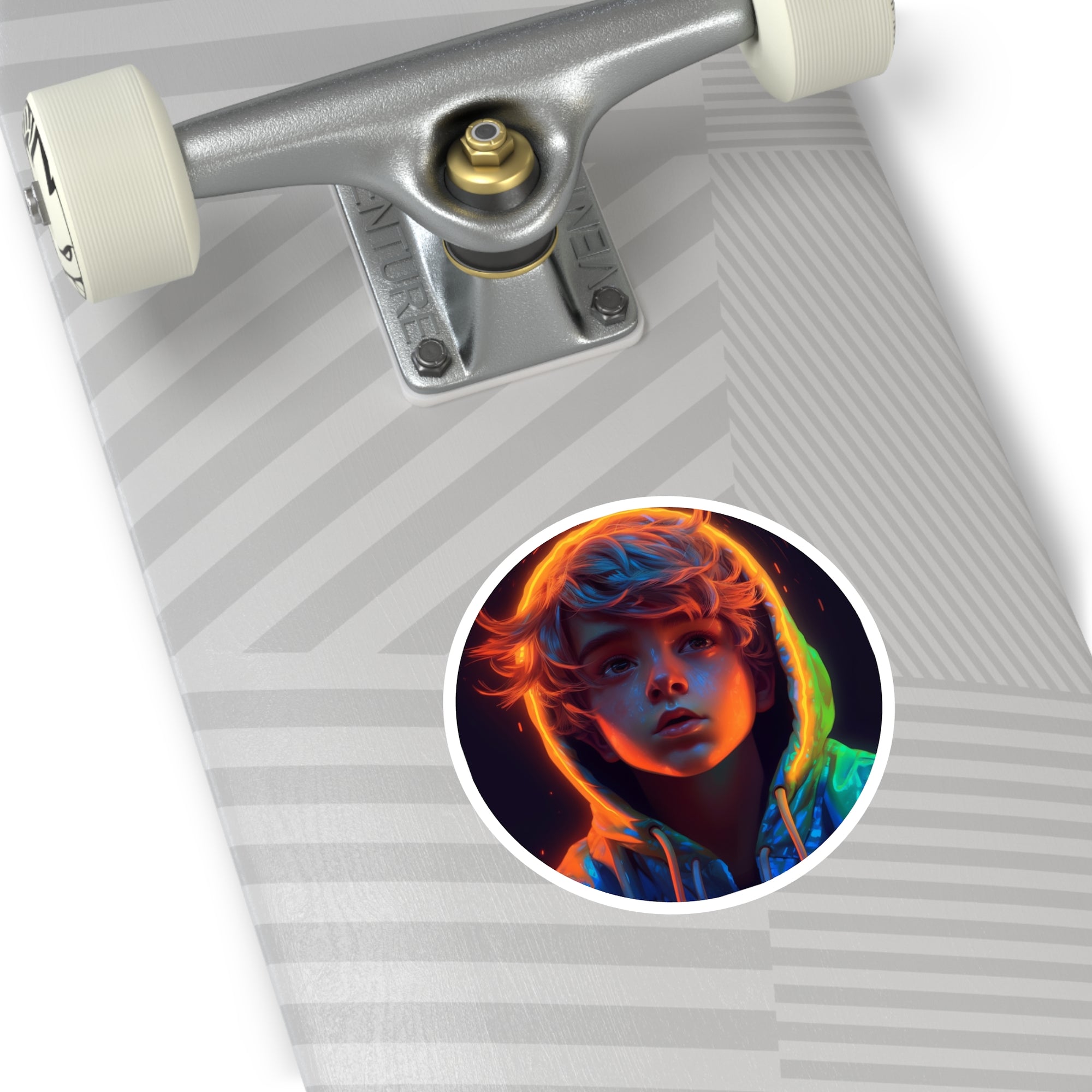 Colorful Hoodie Boy, Art Portrait Sticker, Notebook Decor, Gift Idea