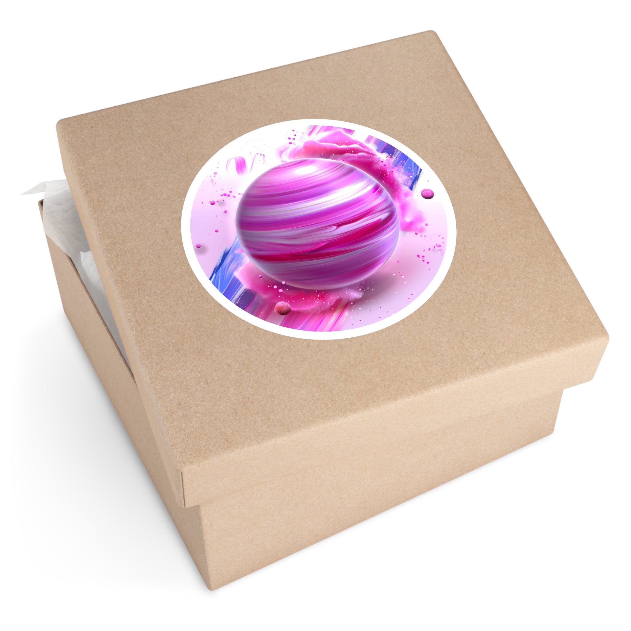 Pink Cosmic Planet Sticker, Vibrant Space Art, Aesthetic Decor, Galaxy Gift