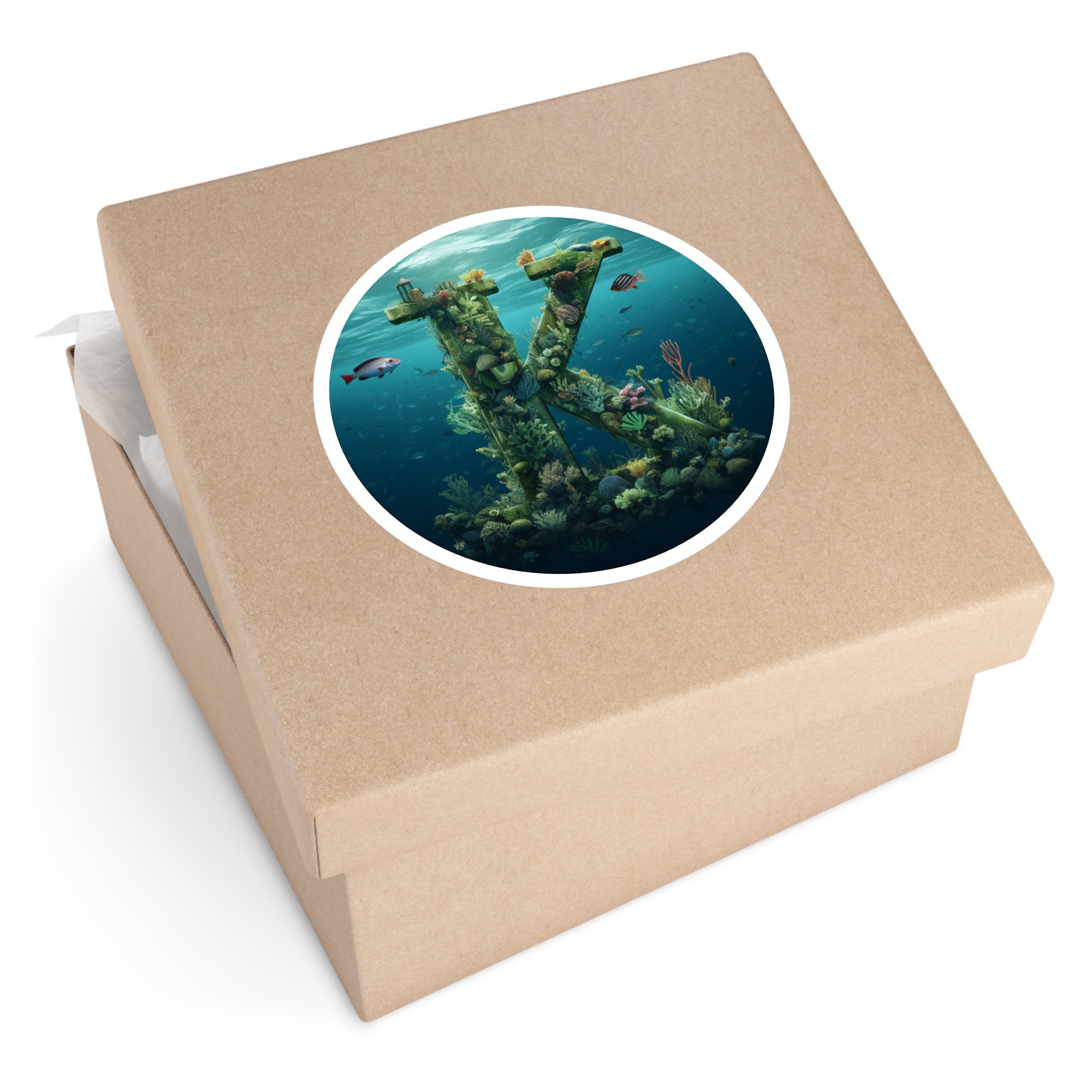 Letter K Underwater Design, Ocean Theme Sticker, Sea Lover Gift