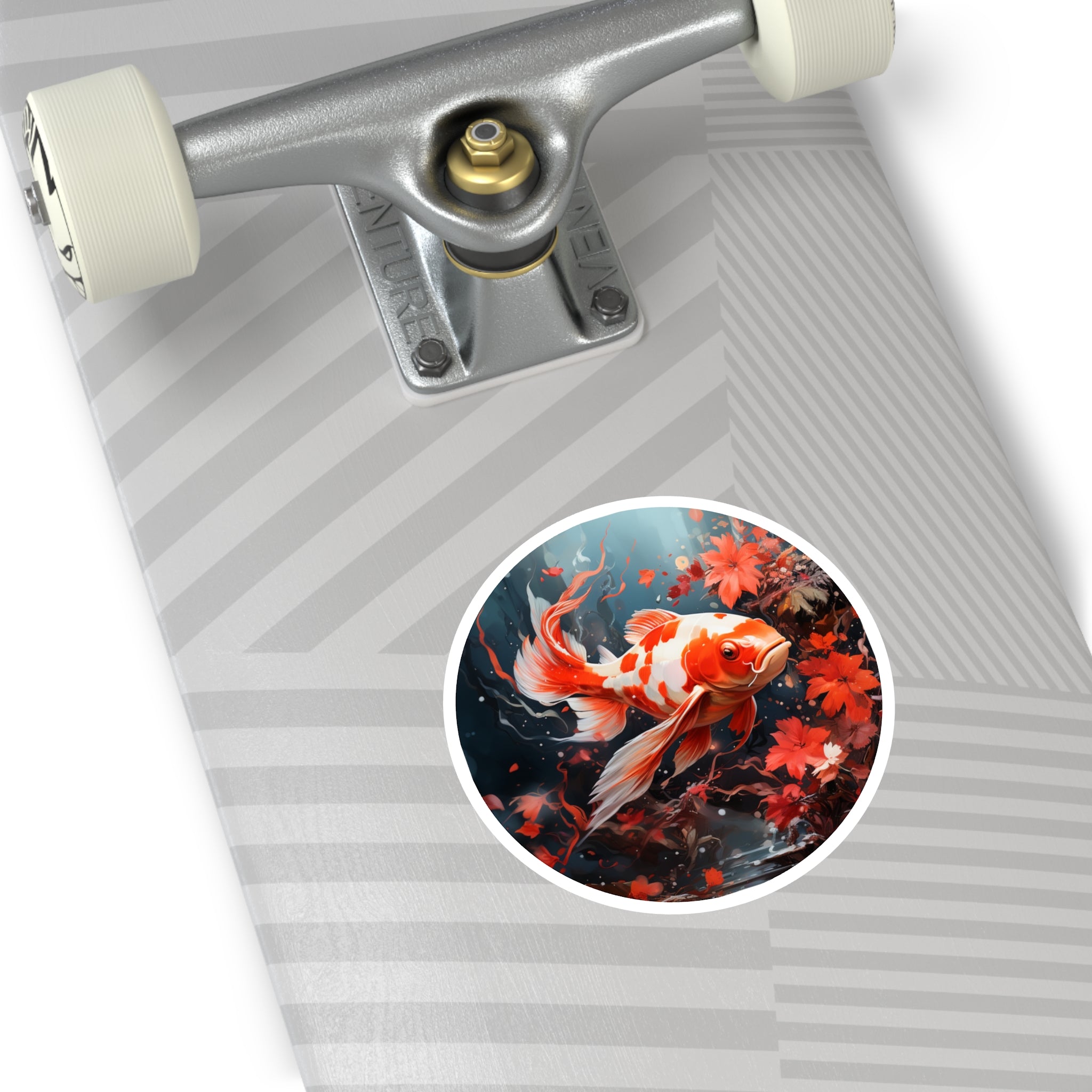 Koi Fish Elegance, Nature Art Sticker, Tranquil Design, Zen Gift