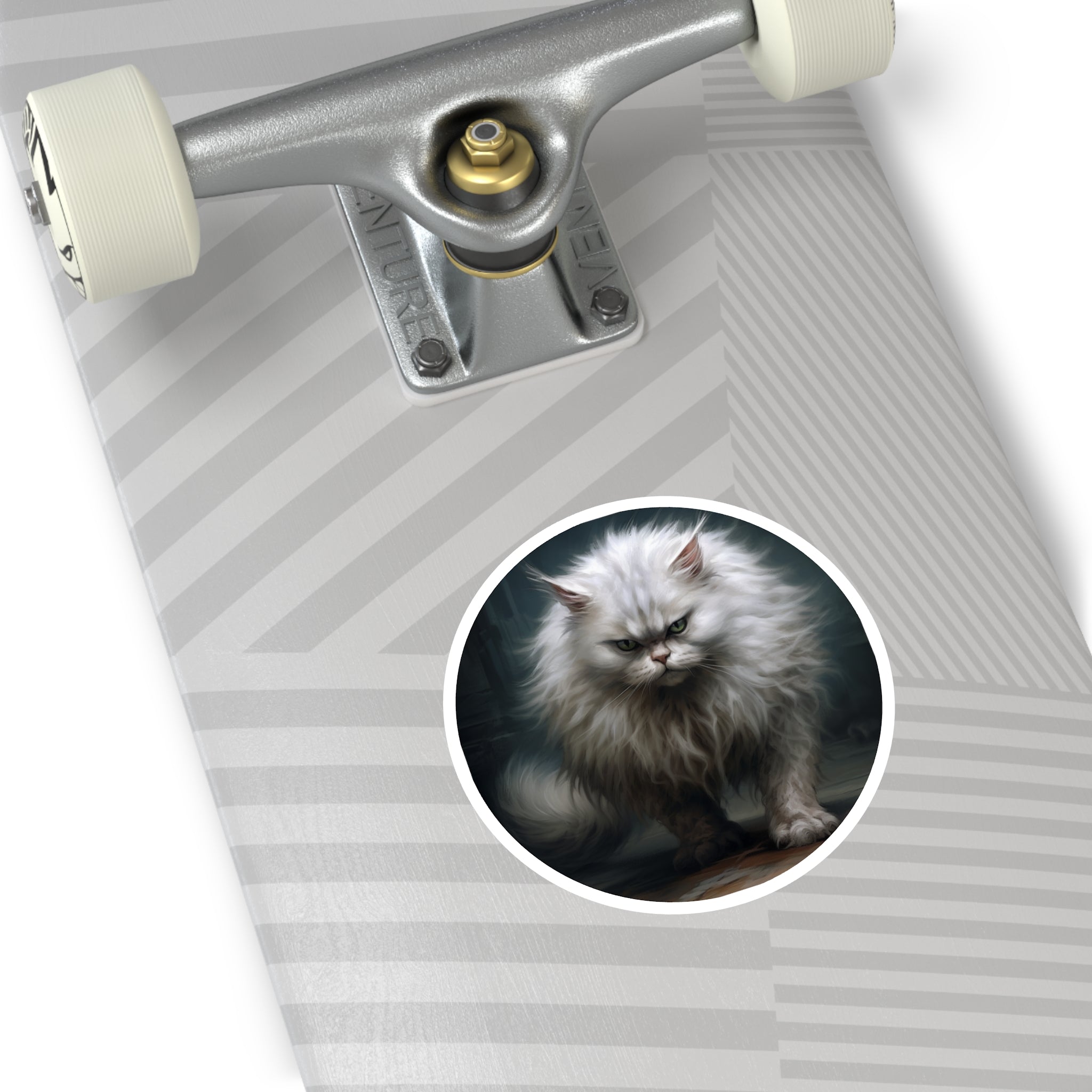 Angry Fluffy Cat, Realistic Feline Sticker, Funny Animal Design, Pet Humor