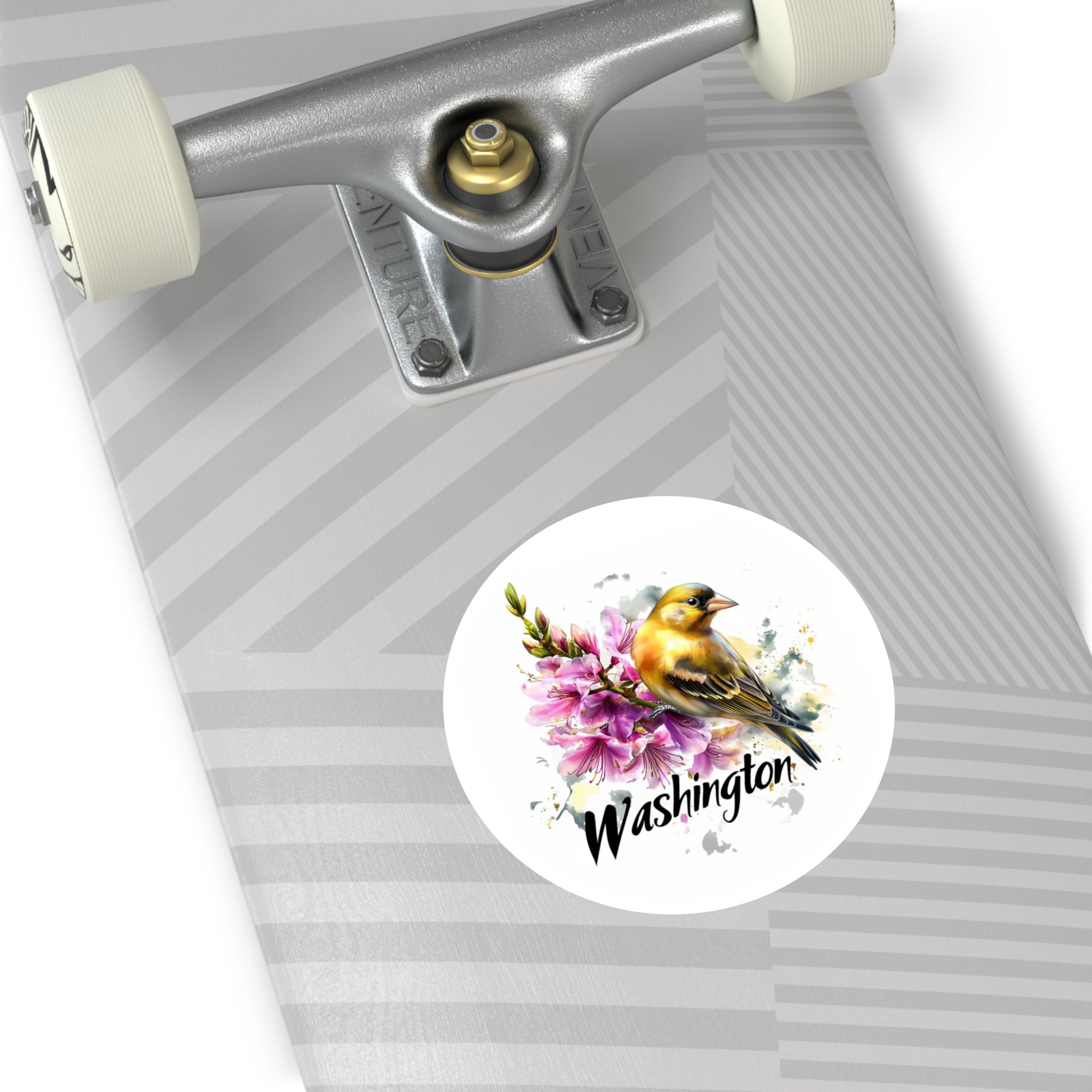 Washington Goldfinch Sticker, State Bird Design, Floral Nature Art, Colorful Wildlife
