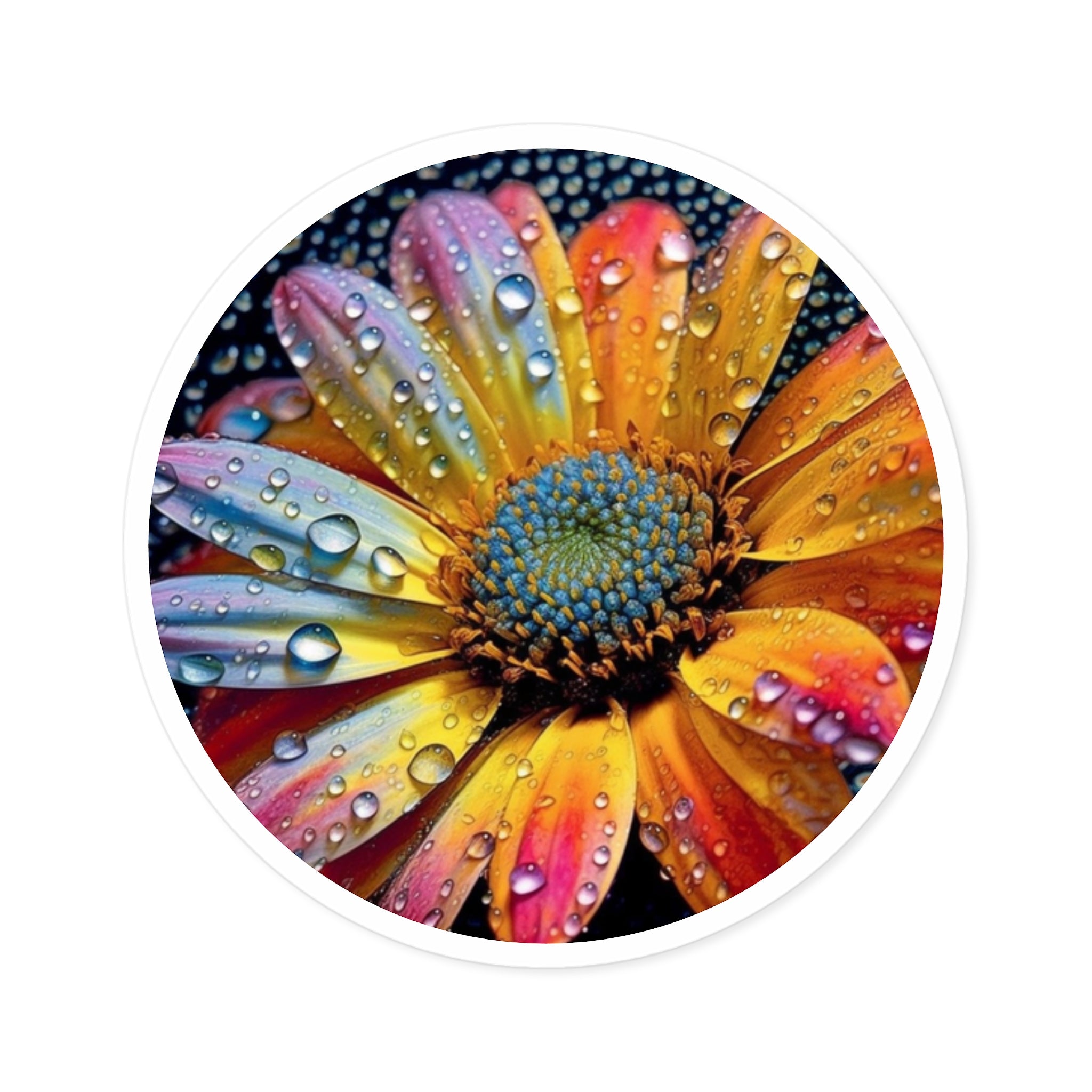 Rainbow Daisy, Macro Sticker, Laptop Decal, Gift for Flower Lovers
