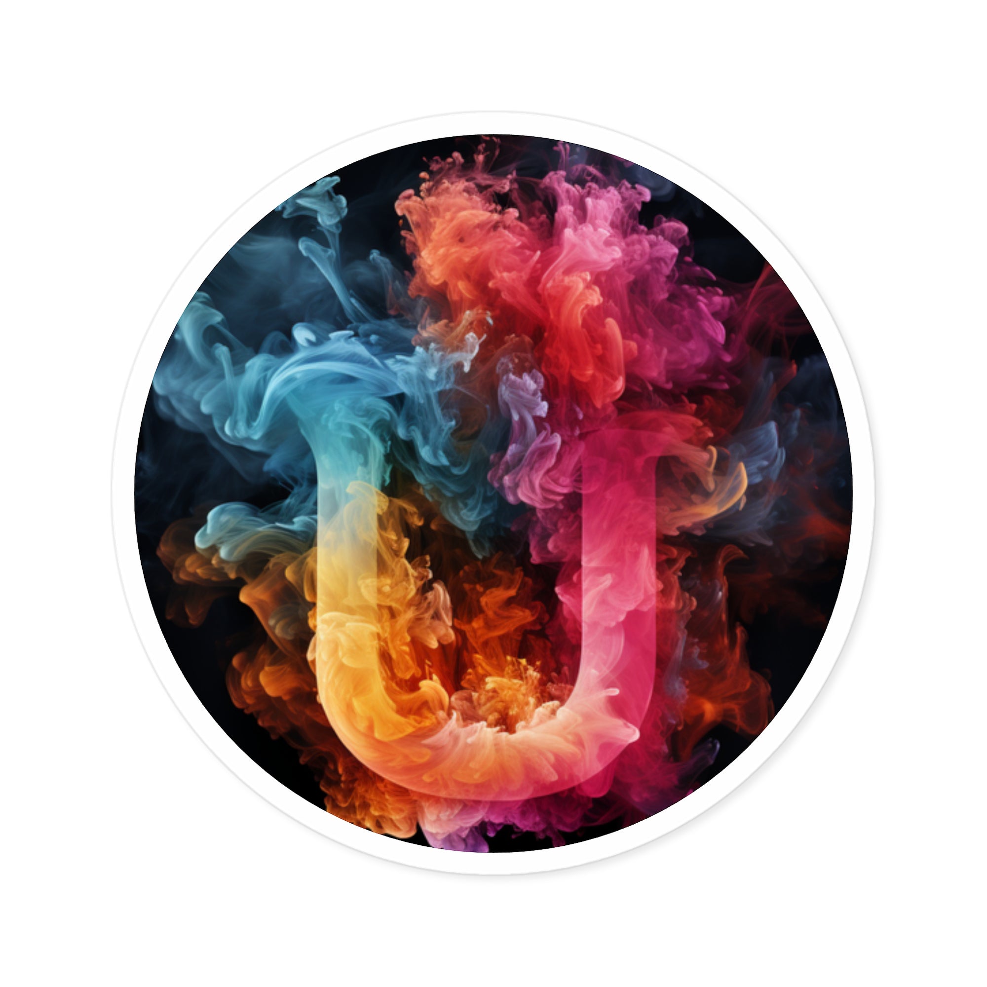 Letter U Smoke Art, Colorful Design Sticker, Vibrant Decor