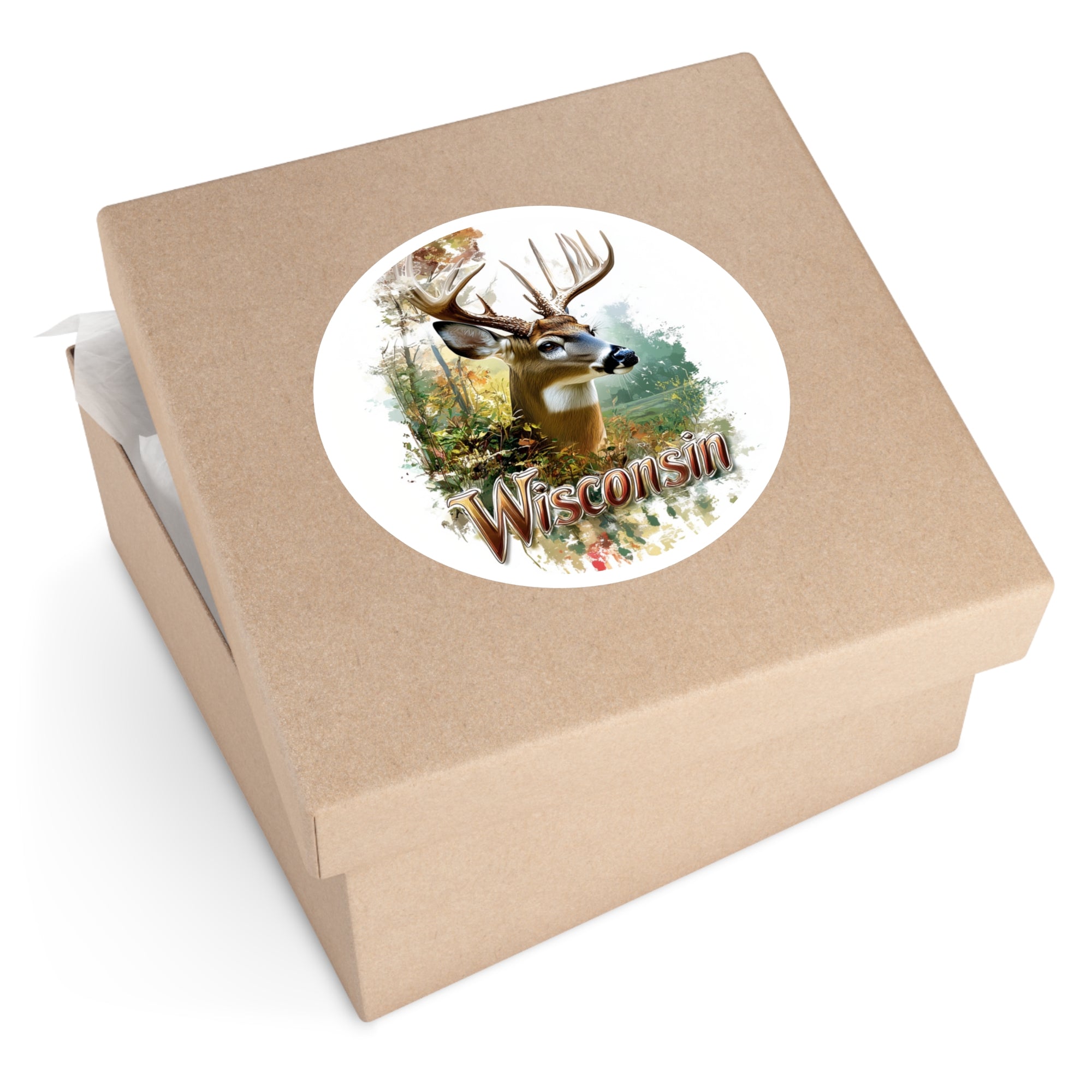 Wisconsin Deer Sticker, State Wildlife Art, Forest Nature Design, Rustic Outdoors