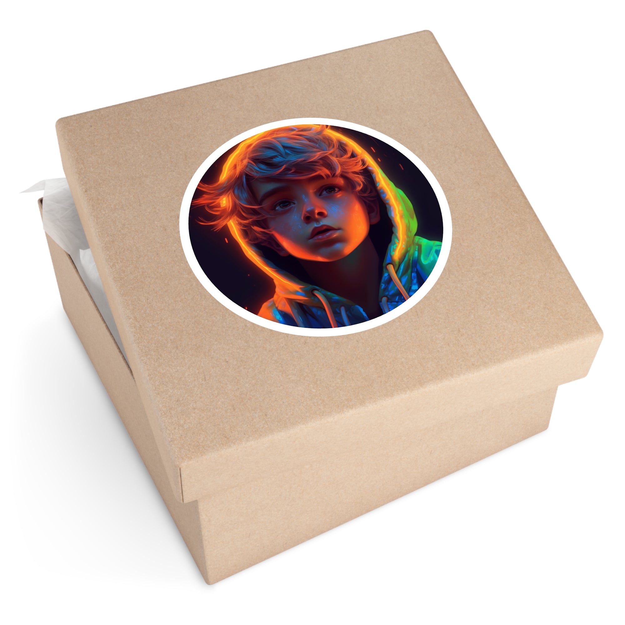 Colorful Hoodie Boy, Art Portrait Sticker, Notebook Decor, Gift Idea