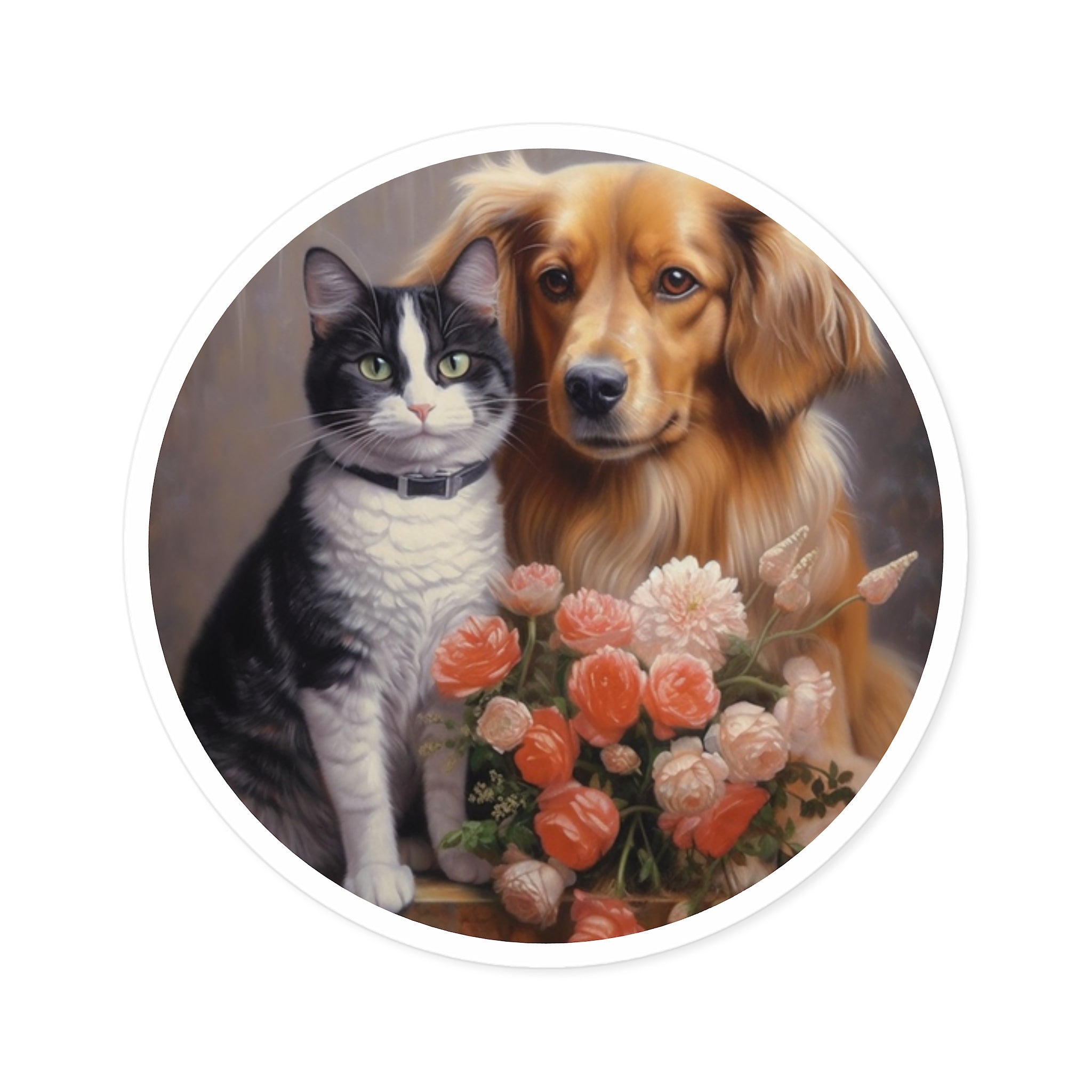Dog and Cat, Wedding Sticker, Laptop Decal, Gift for Animal Lovers