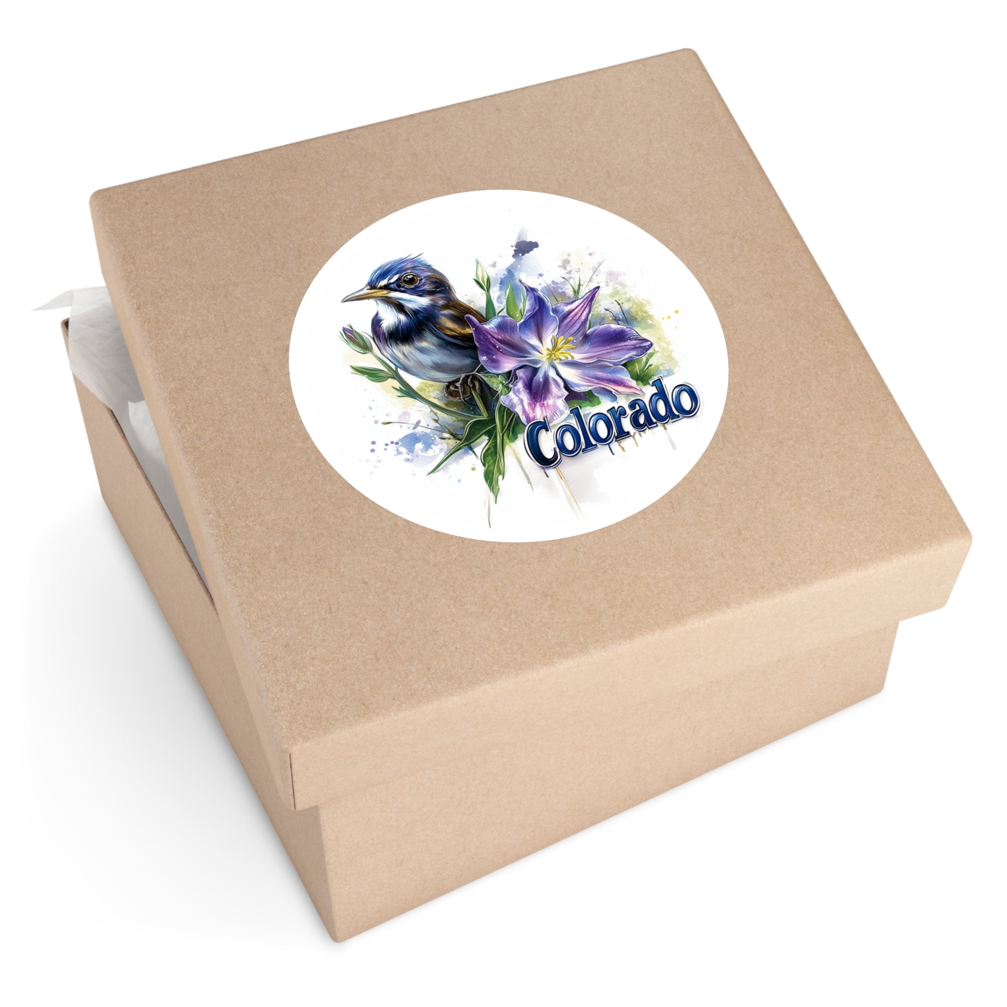 Colorado Lark Bunting Sticker, State Bird and Flower Art, Nature Design, Floral Accent