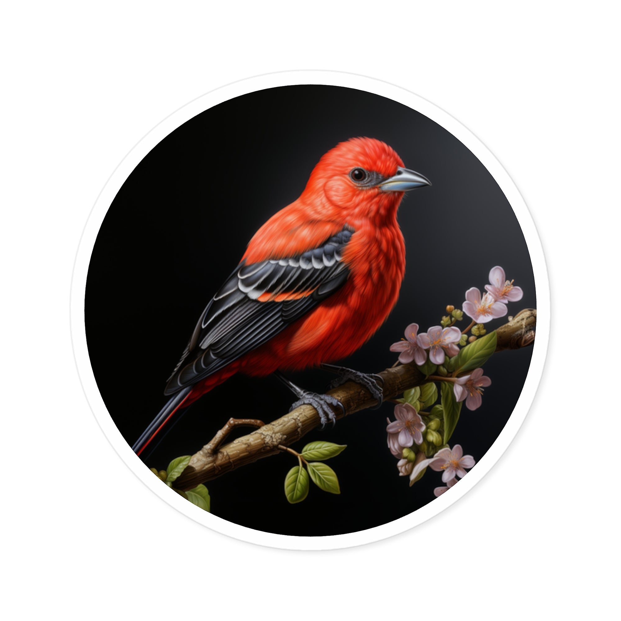 Scarlet Tanager Sticker, Red Bird Design, Realistic Nature Art, Vibrant Collector Piece