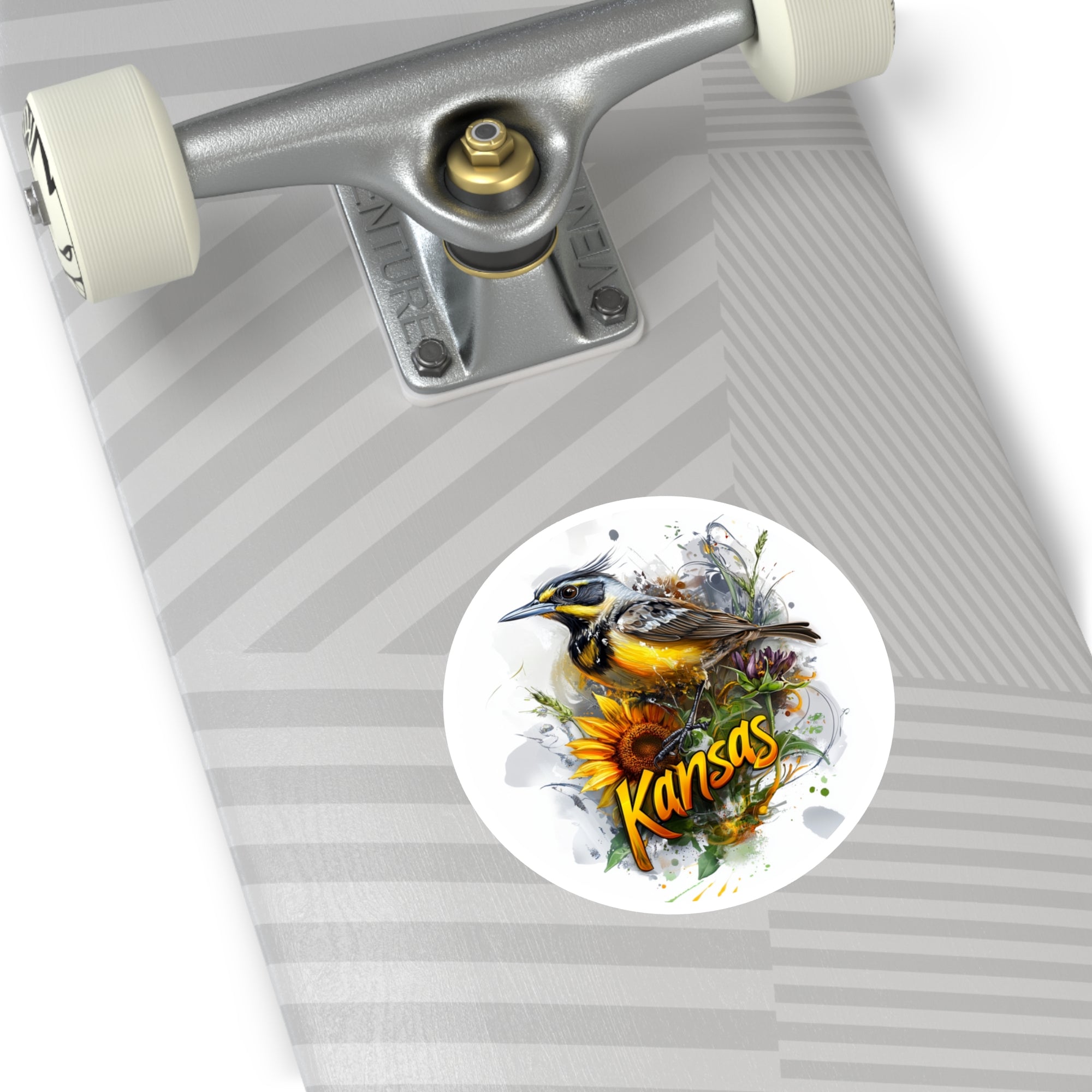 Kansas Meadowlark Sticker, Sunflower Design, State Pride, Nature Art