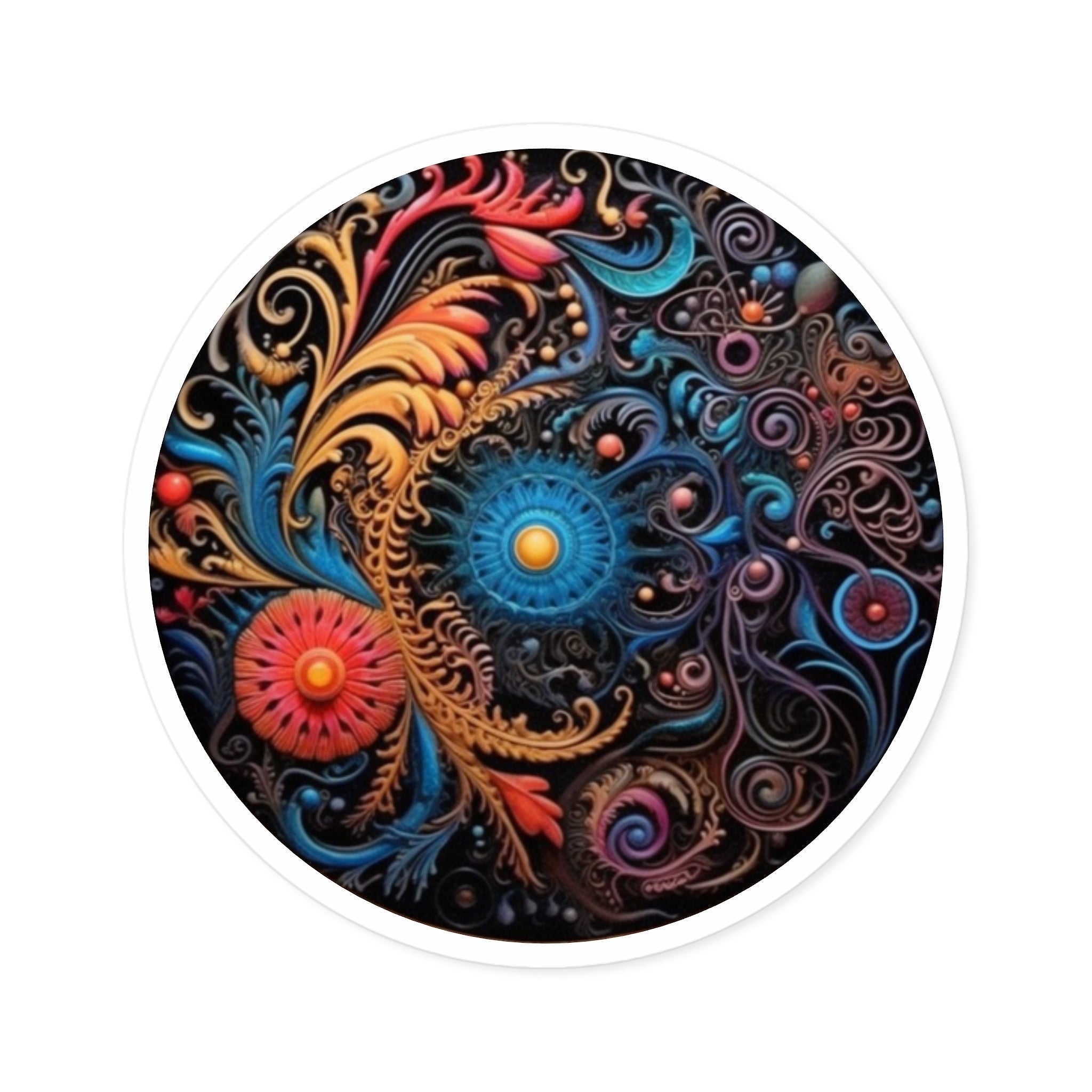 Yin Yang Mandala Sticker, Dual Color Design, Tattoo Art Circle, Balance Symbol