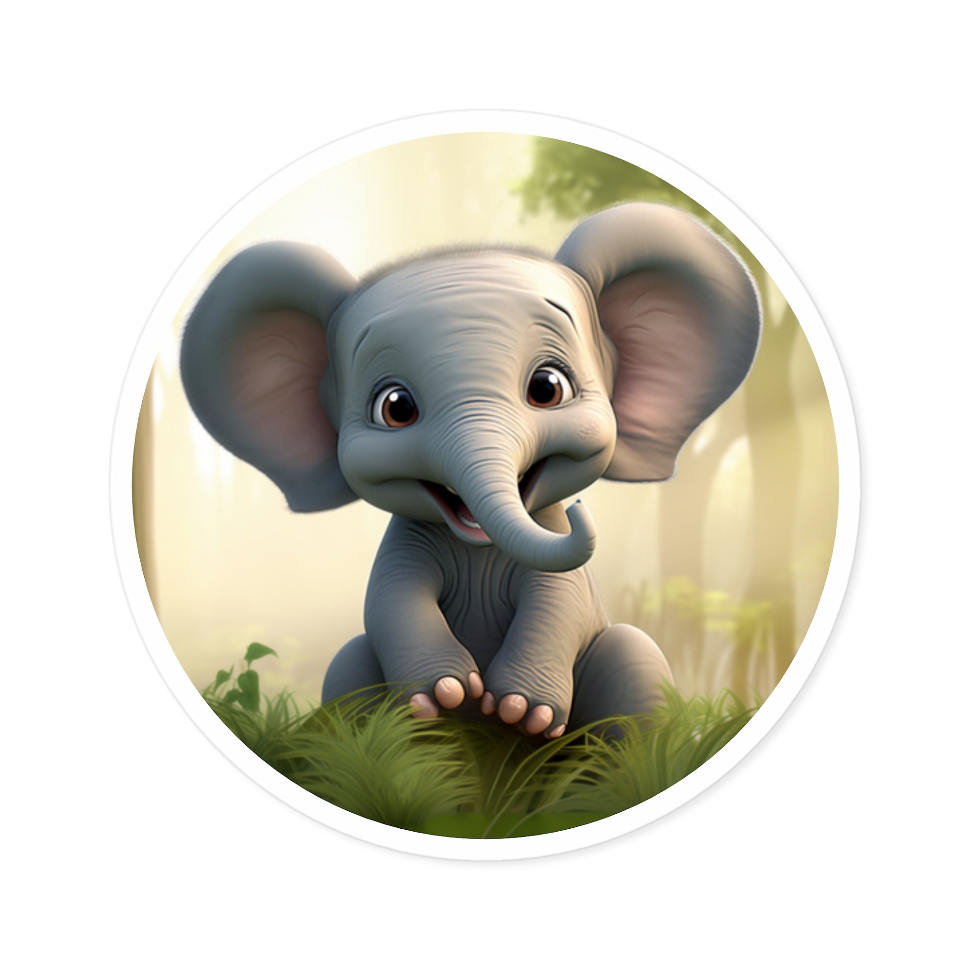 Cute Baby Elephant Sticker, Adorable Animal Art, Happy Jungle Design, Kids Gift