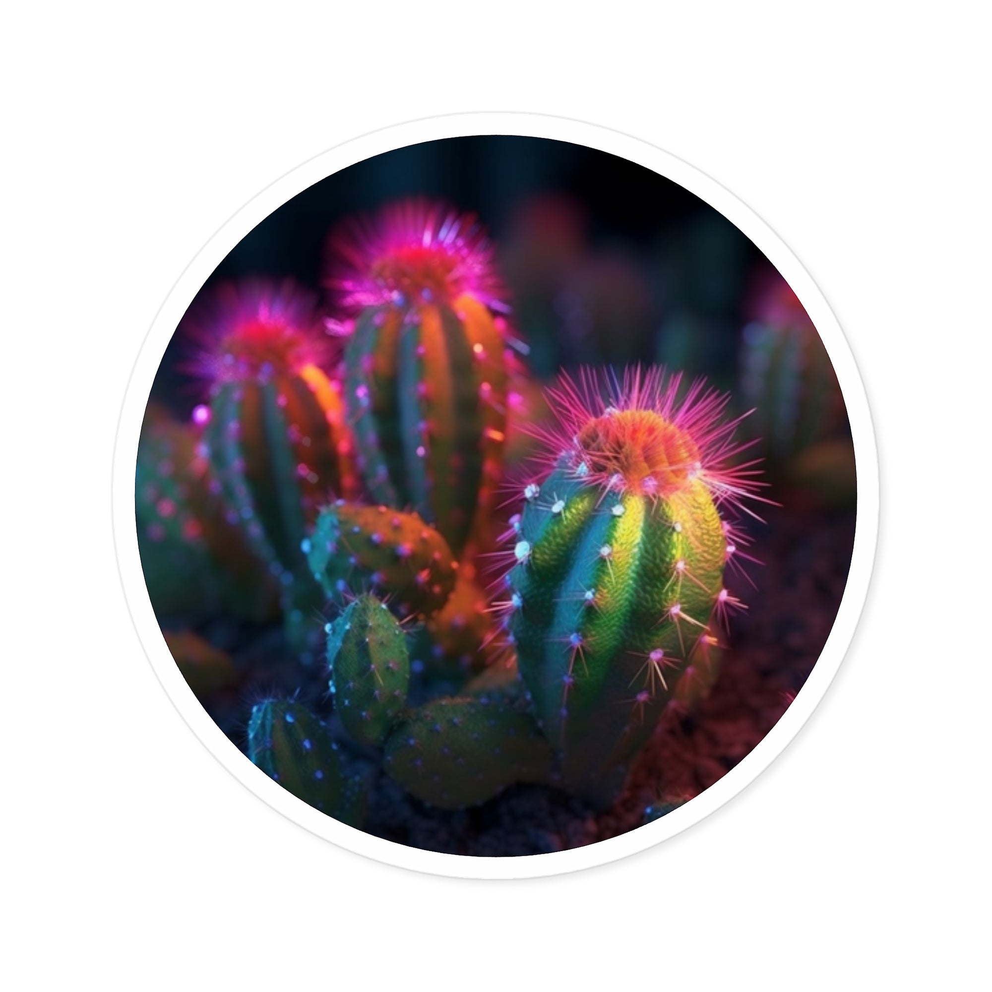 Colorful Cactus Trio, Artistic Sticker, Nature Decor, Unique Gift