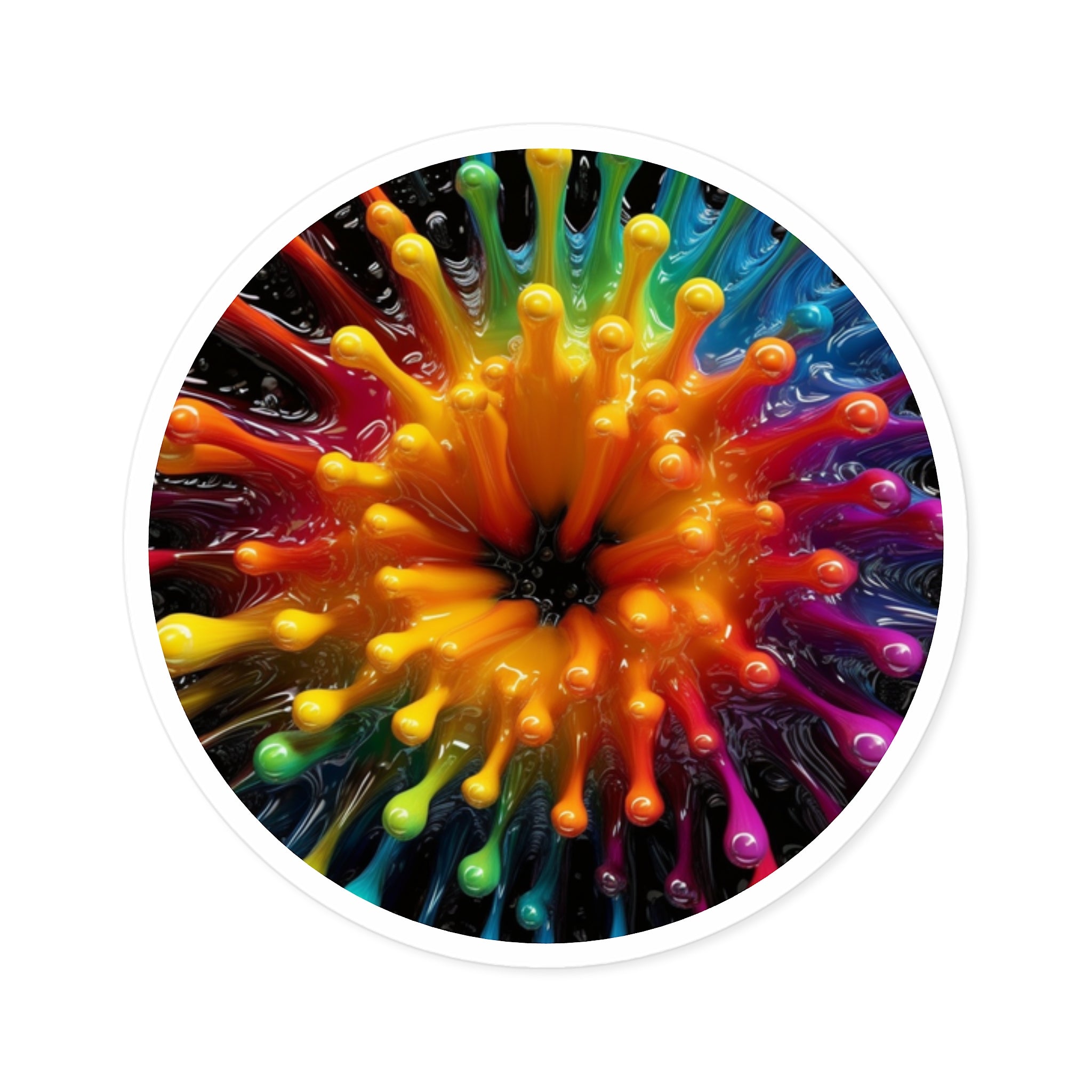 Color Burst Fireworks Sticker, Trippy Design, Explosive Art, Rainbow Pop