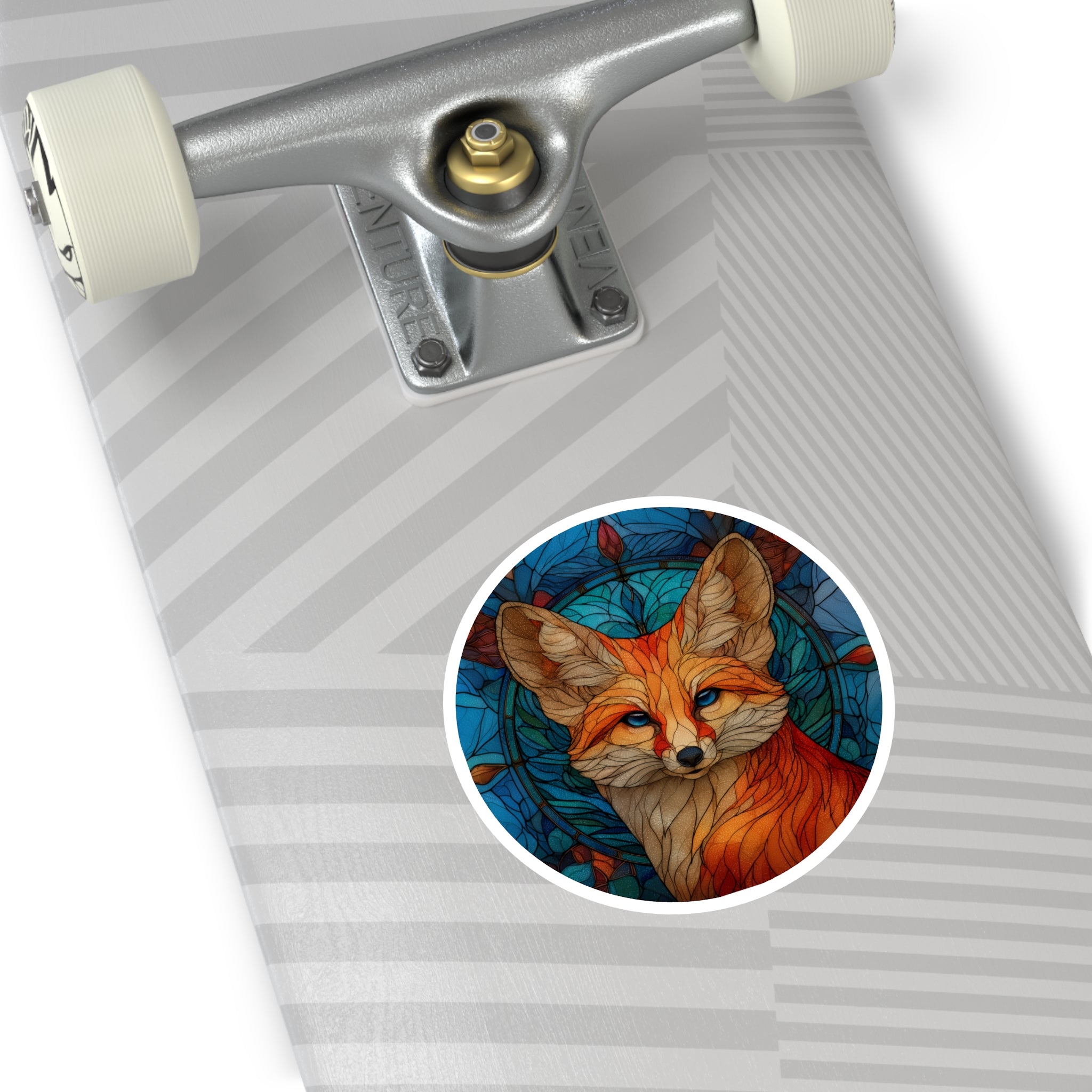 Stained Glass Fox Sticker, Artistic Animal Design, Colorful Nature Art