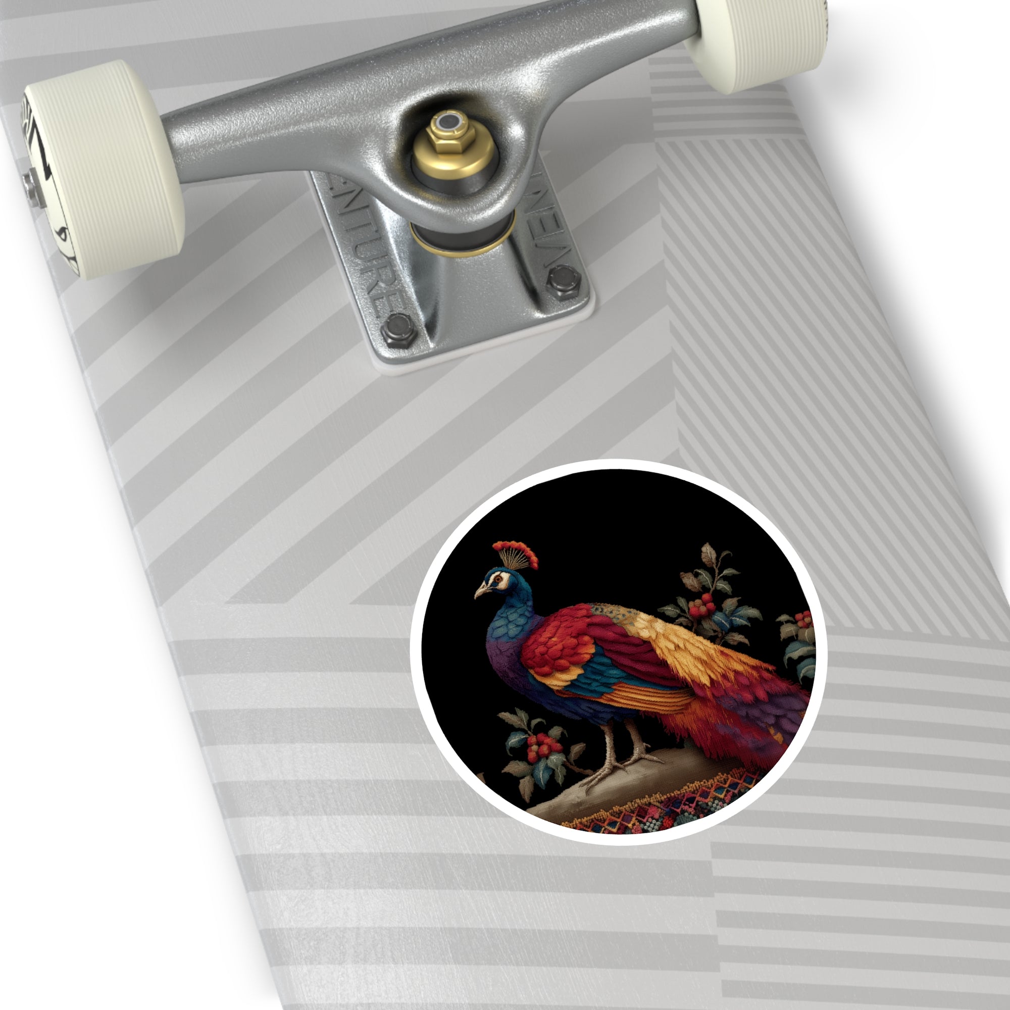 Retro Pixel Peacock, Vintage Style Vinyl Sticker, Laptop Art, Colorful Bird Collectible