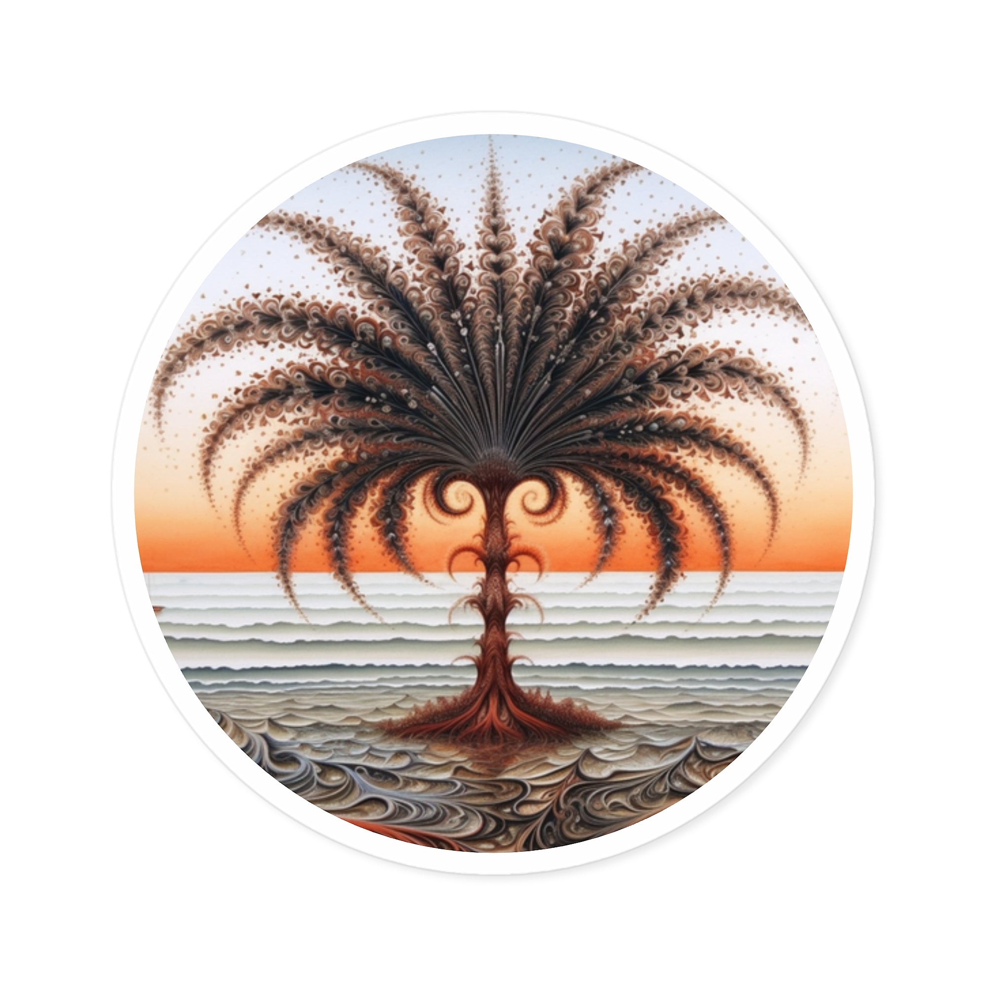 Beach Palm Tree Sticker, Relaxing Art Style, Travel Decor