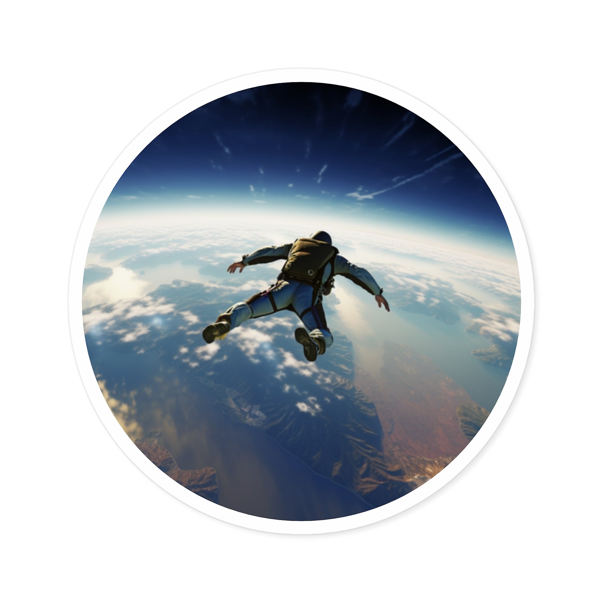 Skydiver Earth View Sticker, Adventure Art, Aerial Design, Explorer Gift