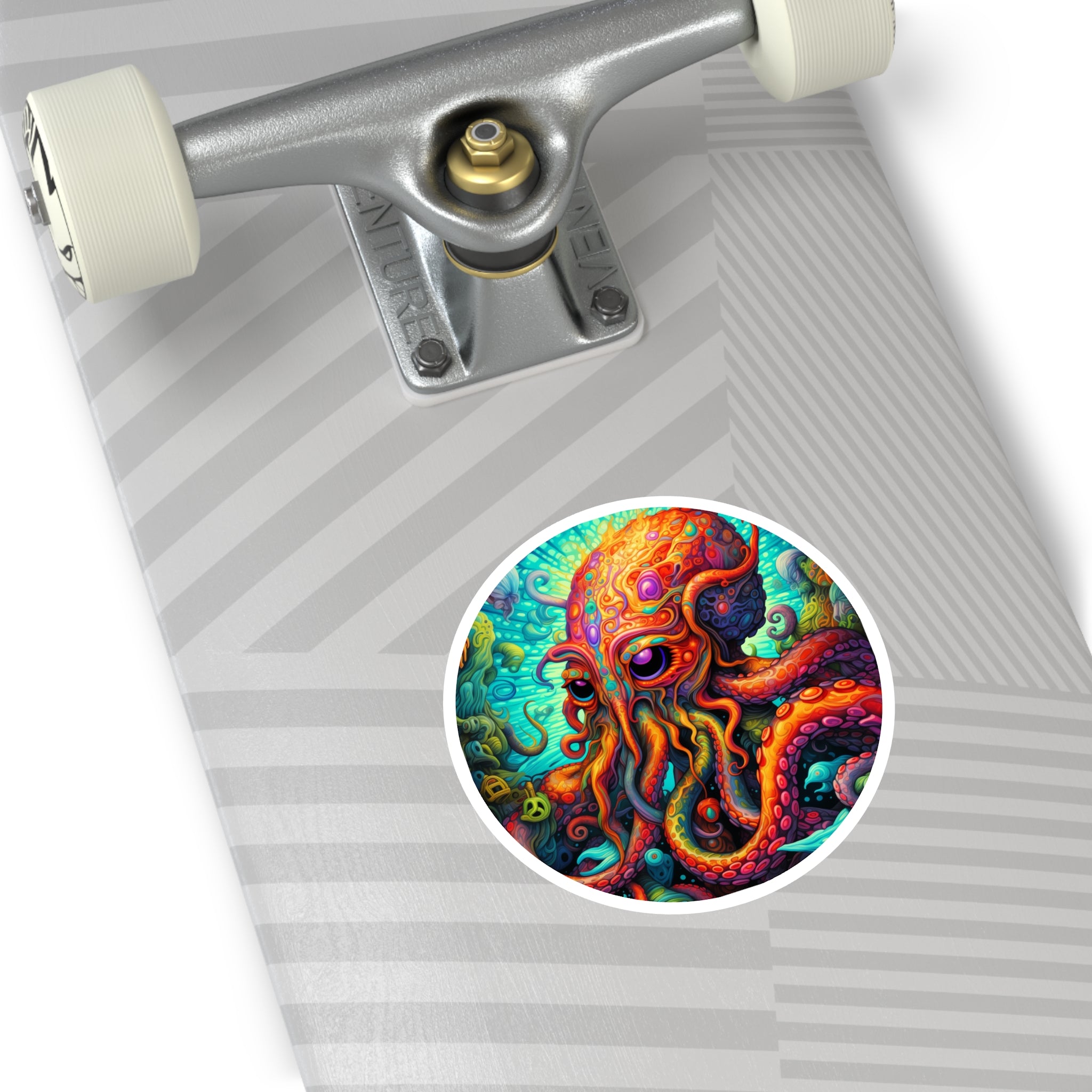Colorful Octopus, Vibrant Sea Creature Sticker, Ocean Art, Detailed Design