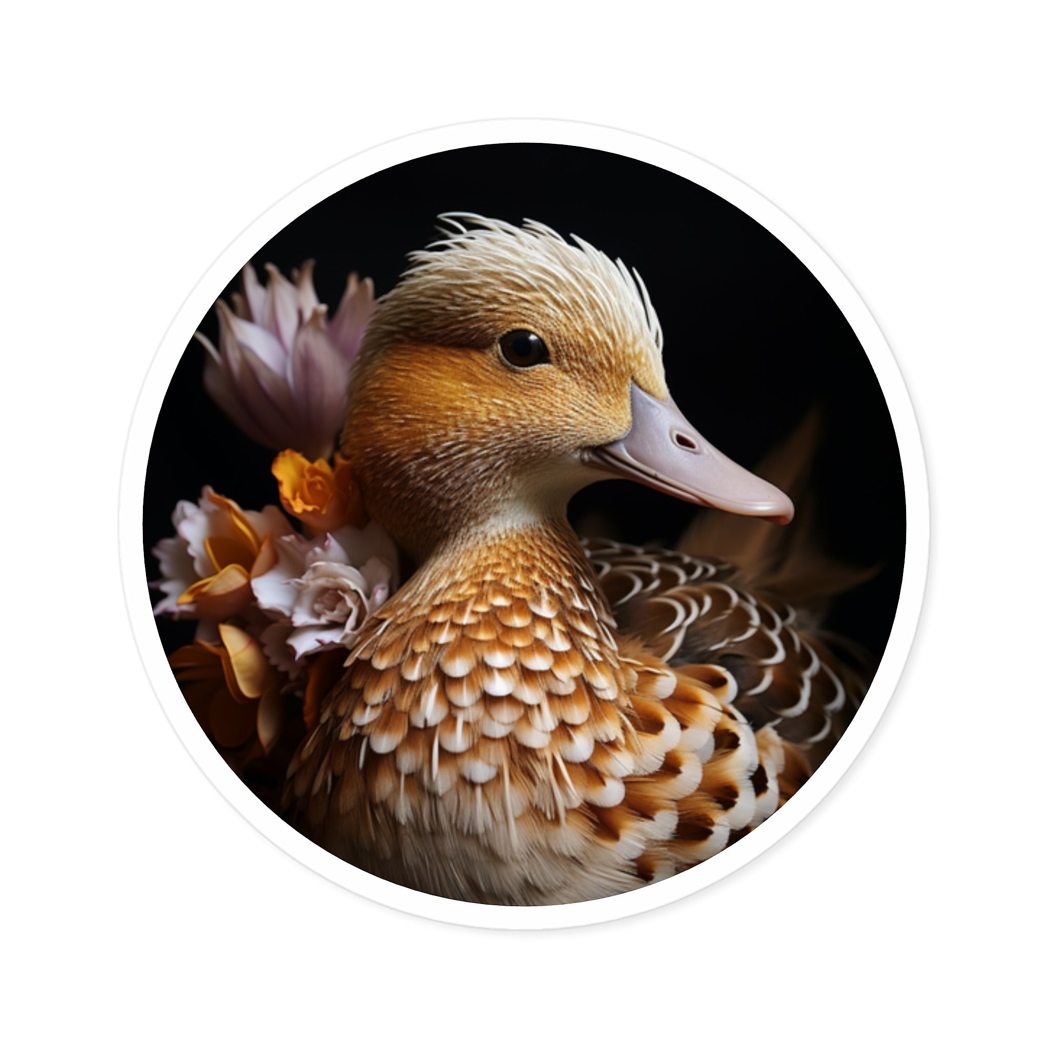 Mandarin Duck Sticker, Golden Feather Pattern, Elegant Realistic Design, Nature Art