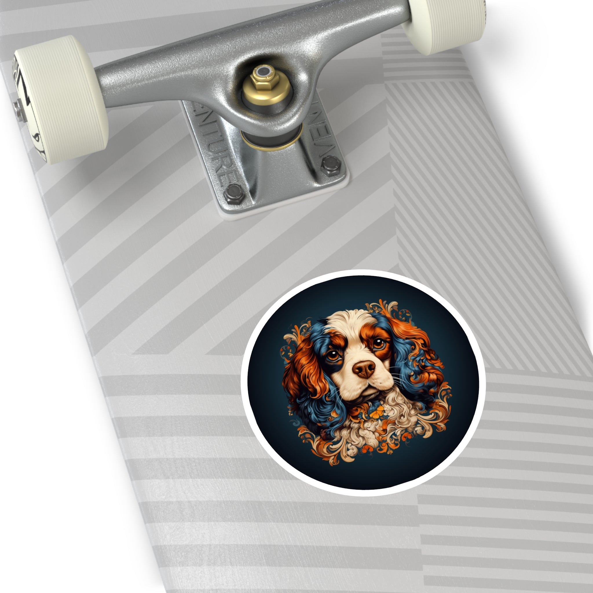 Cavalier King Charles Spaniel, Guilloche Sticker, Laptop Decal, Gift for Dog Lovers