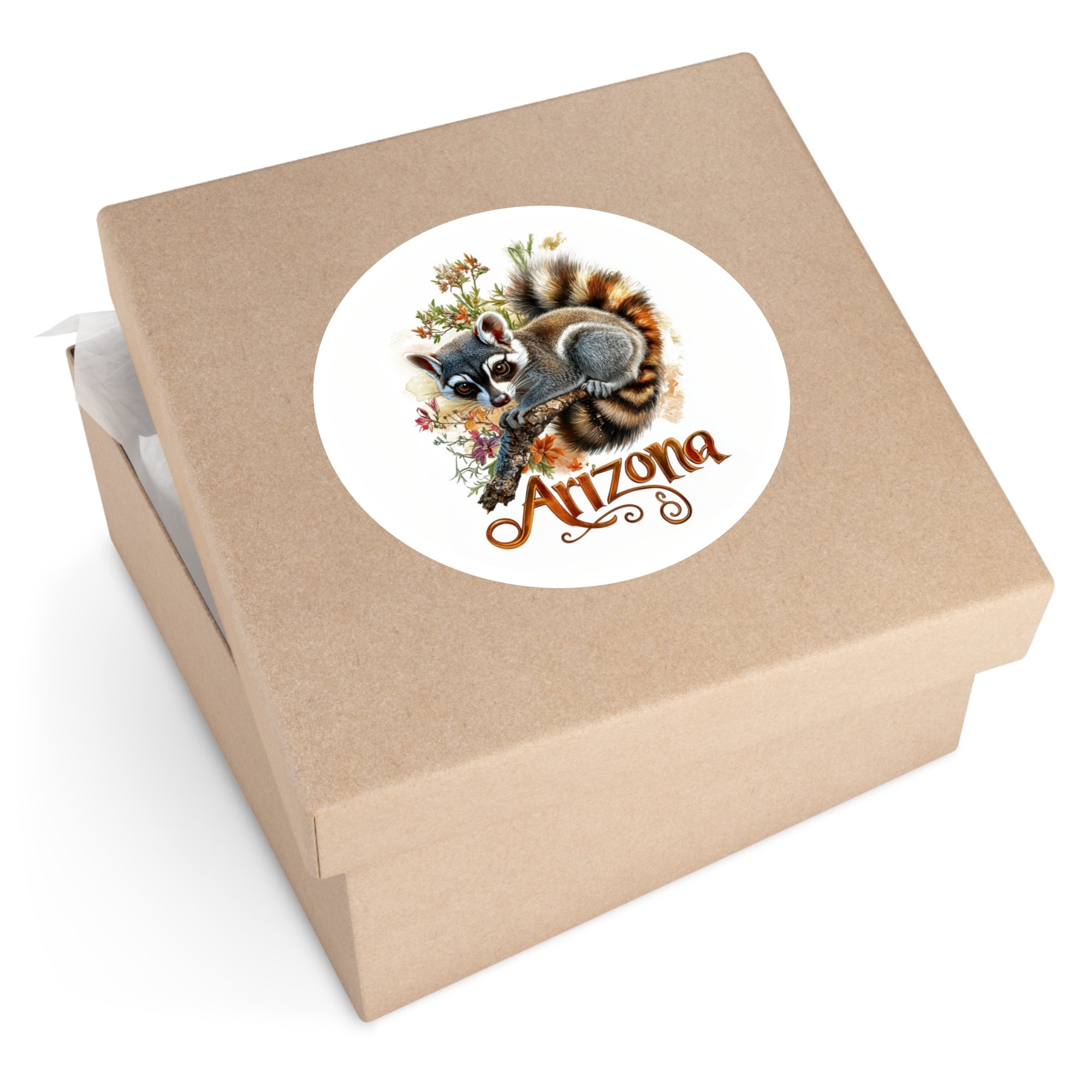 Arizona Ringtail, Floral Desert Sticker, Laptop or Journal, State Wildlife Design