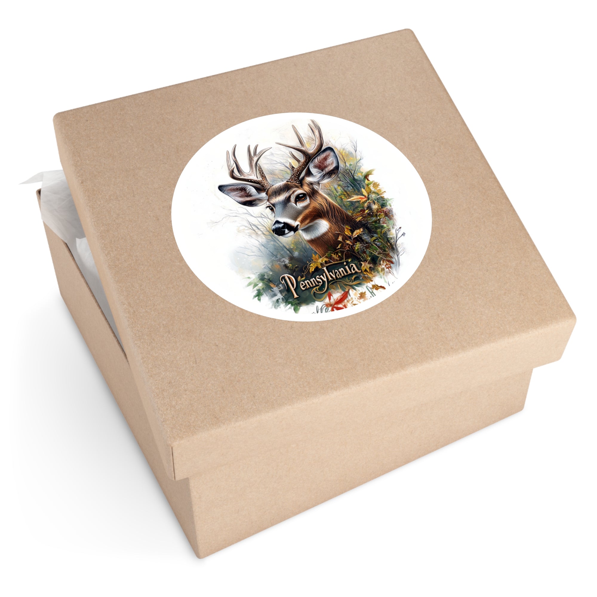 Pennsylvania Buck Sticker, Forest Wildlife Art, State Nature Design, Autumn Scene