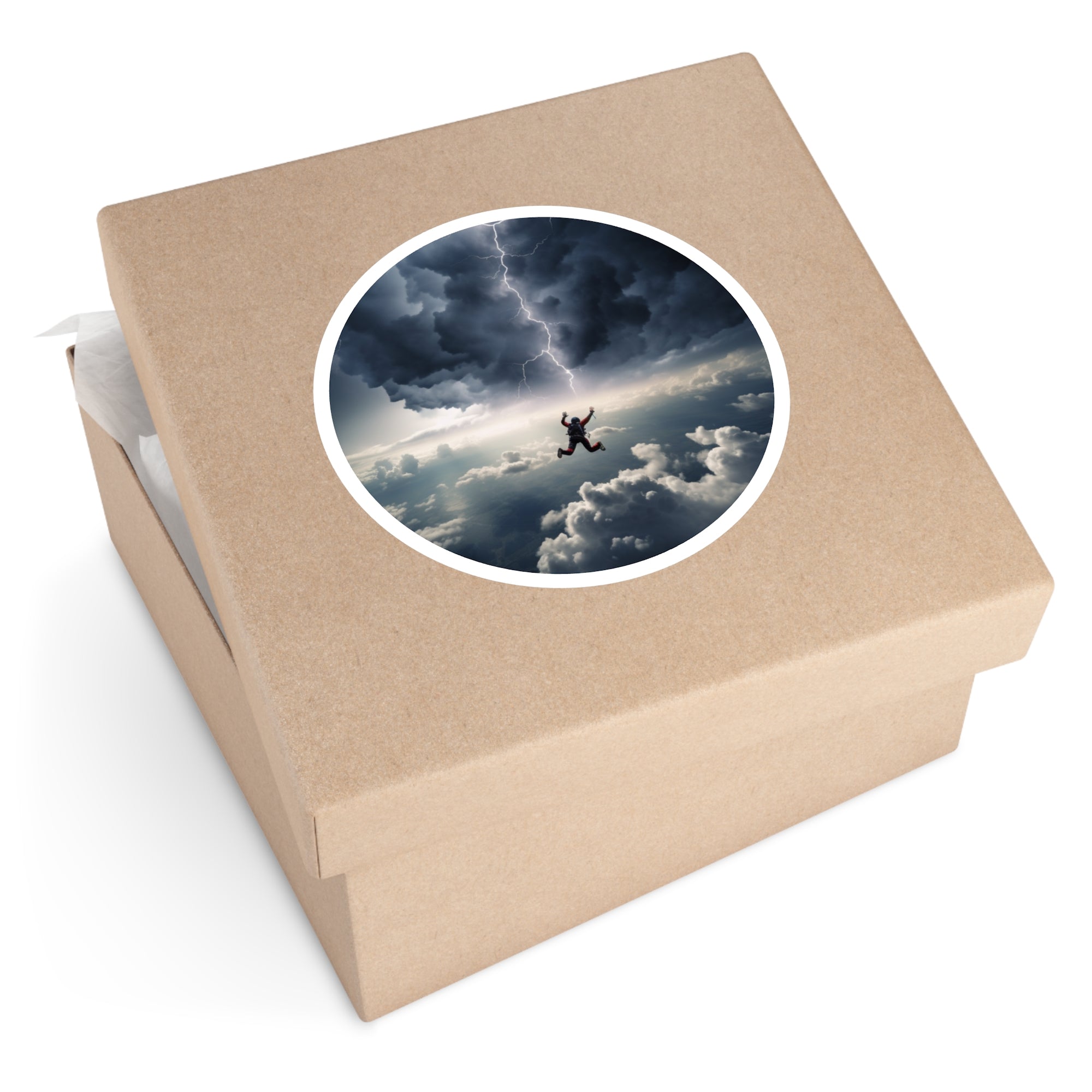 Storm Skydive Sticker, Lightning Adventure Art, Extreme Sport Design, Thrill Gift