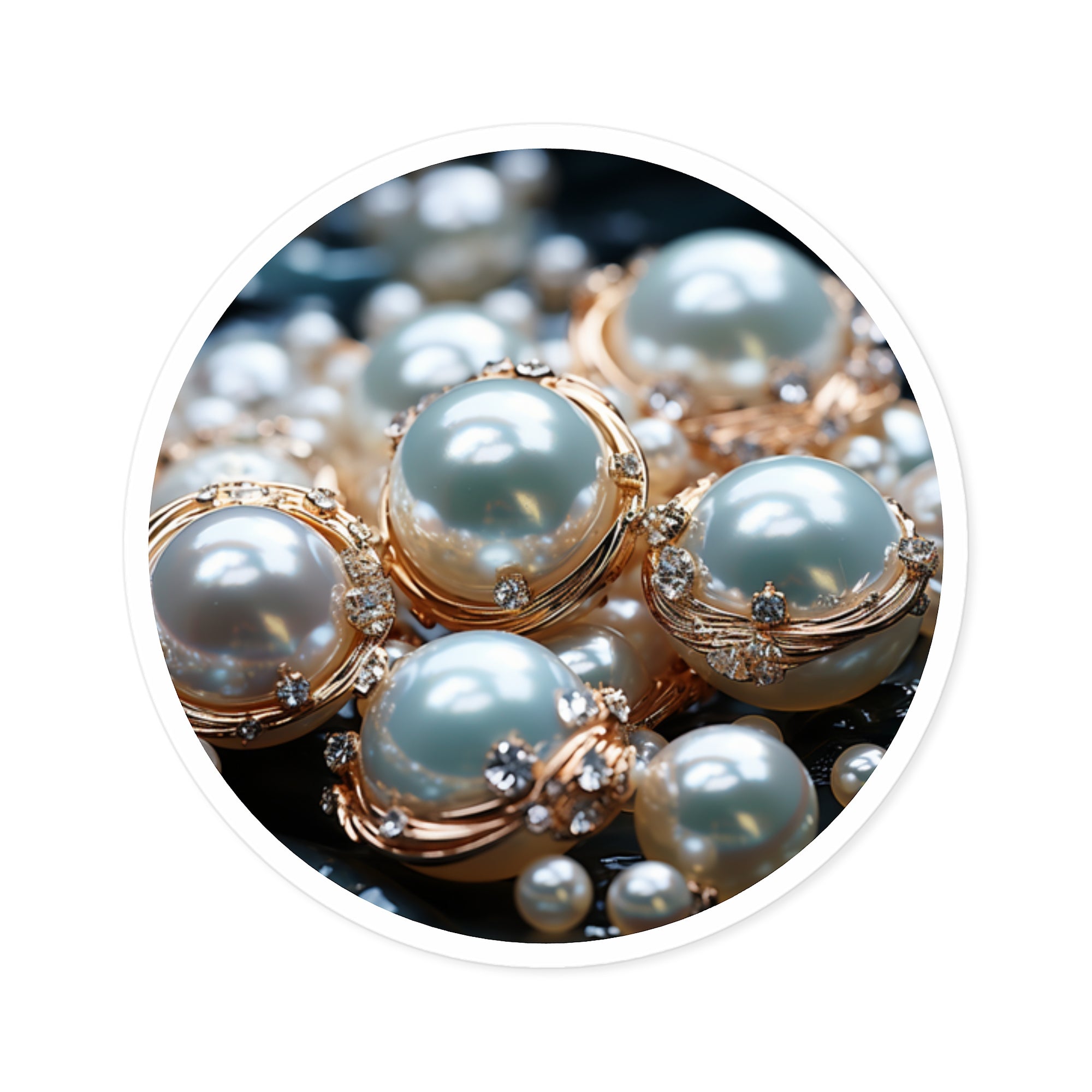 Pearl Elegance, White Gemstone Sticker, Classic Art, Luxury Design