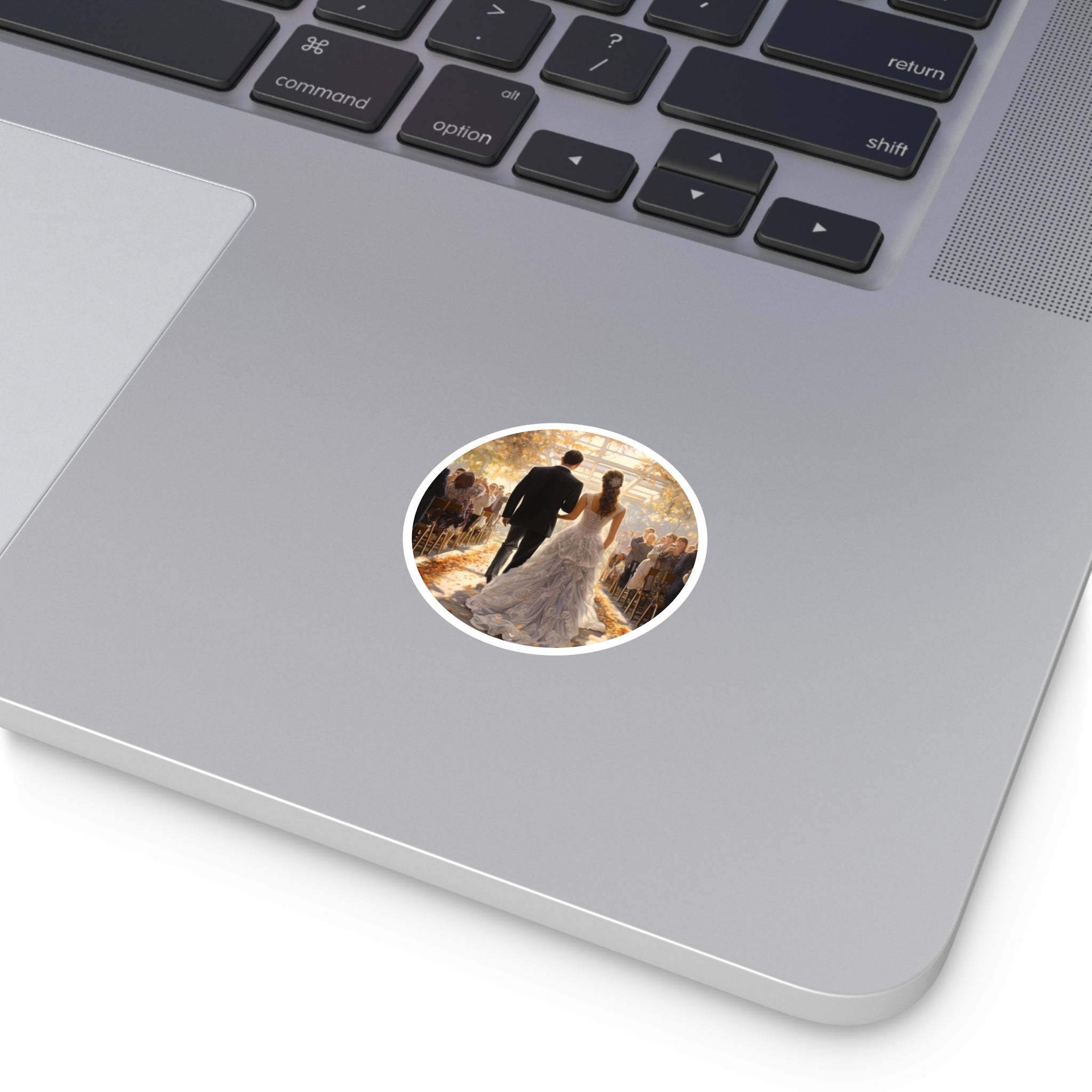 Wedding Aisle Sticker, Bride and Groom Art, Romantic Scene, Elegant Gift