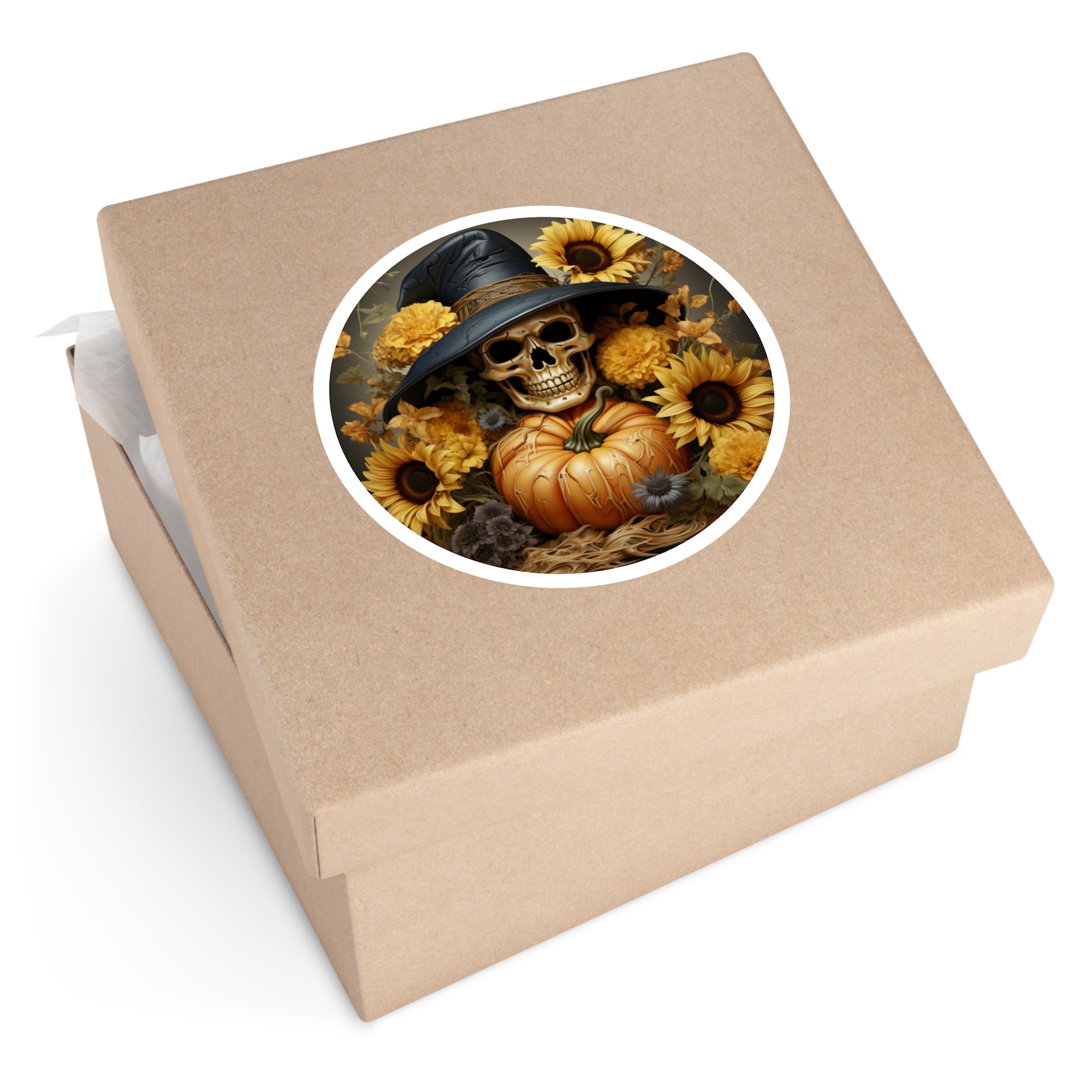 Halloween Skull Sticker, Pumpkin Witch Hat Design, Fall Floral Art, Dark Aesthetic