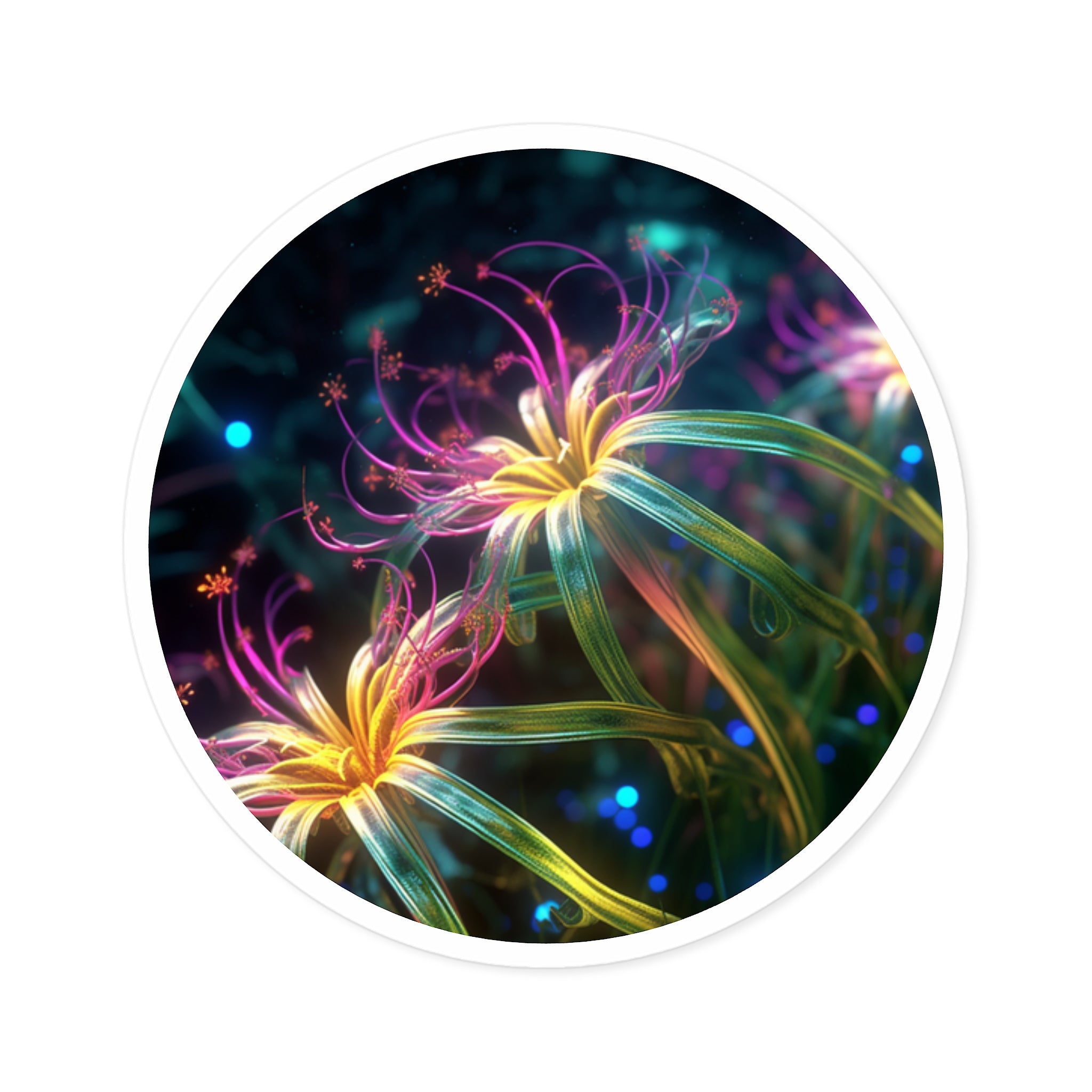 Spider plant cluster, colorful nature Sticker, bright foliage, artistic garden