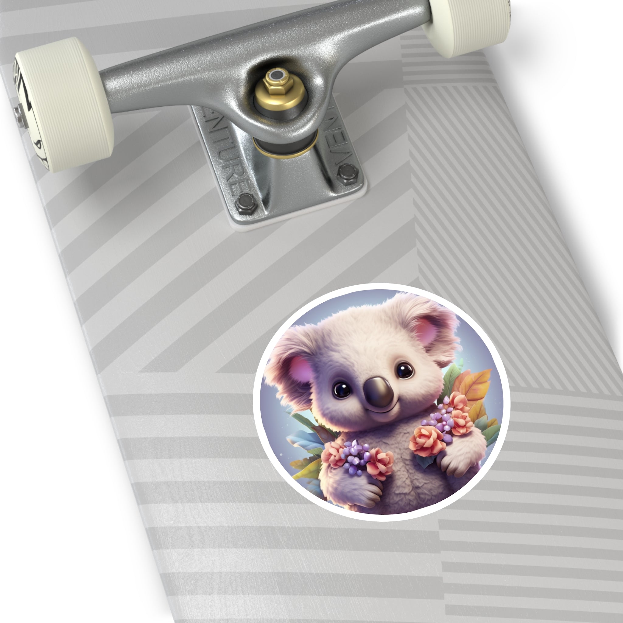 Smiling Koala with Flowers, Cute Sticker, Gentle Art, Nature Vibe