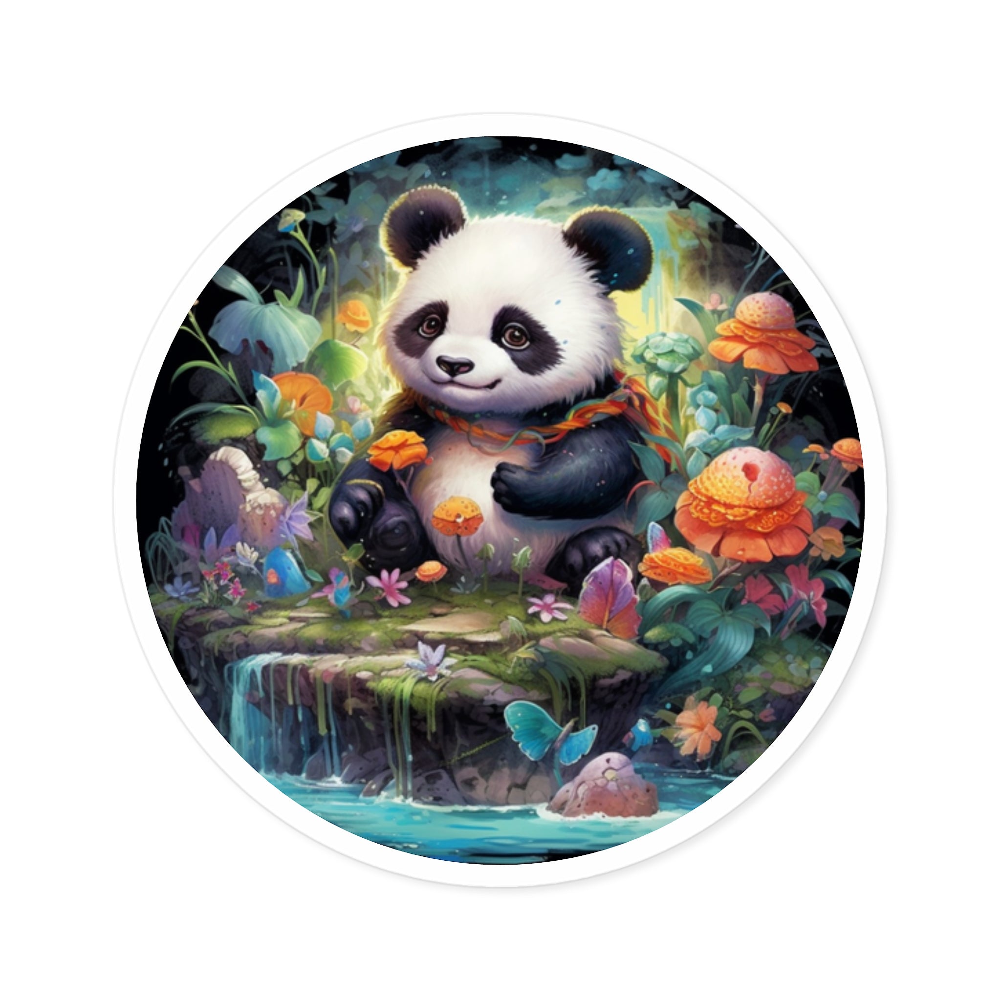 Cute Panda Garden, Fantasy Animal Sticker, Laptop Decoration, Kawaii Gift
