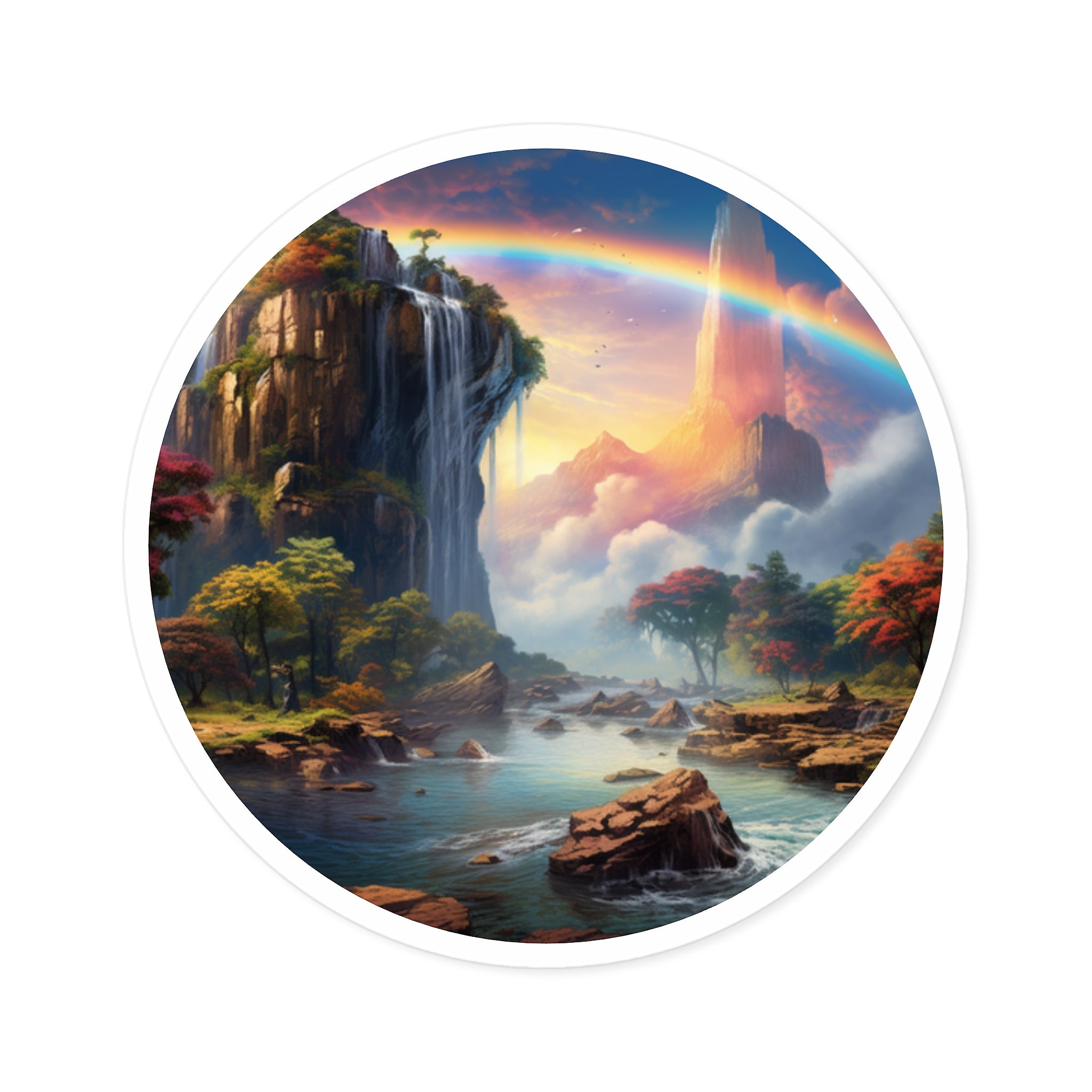 Rainbow Mountain Valley, Dreamscape Sticker, Laptop Decal, Scenic Nature Gift
