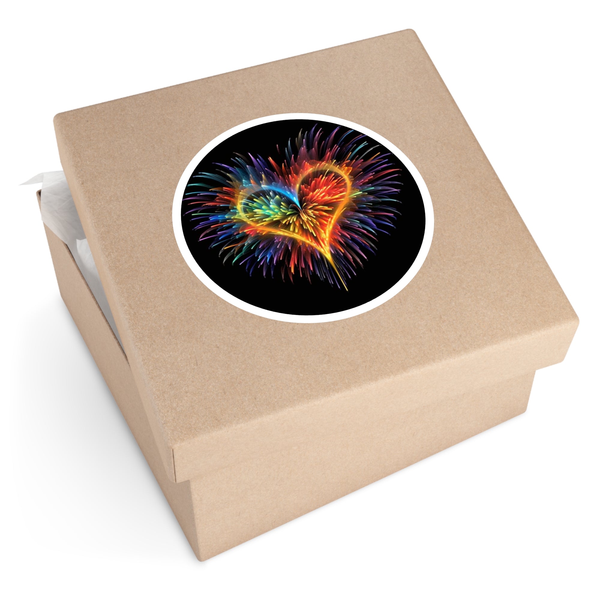 Rainbow Heart, Firework Sticker, Laptop Decal, Gift for Art Lovers