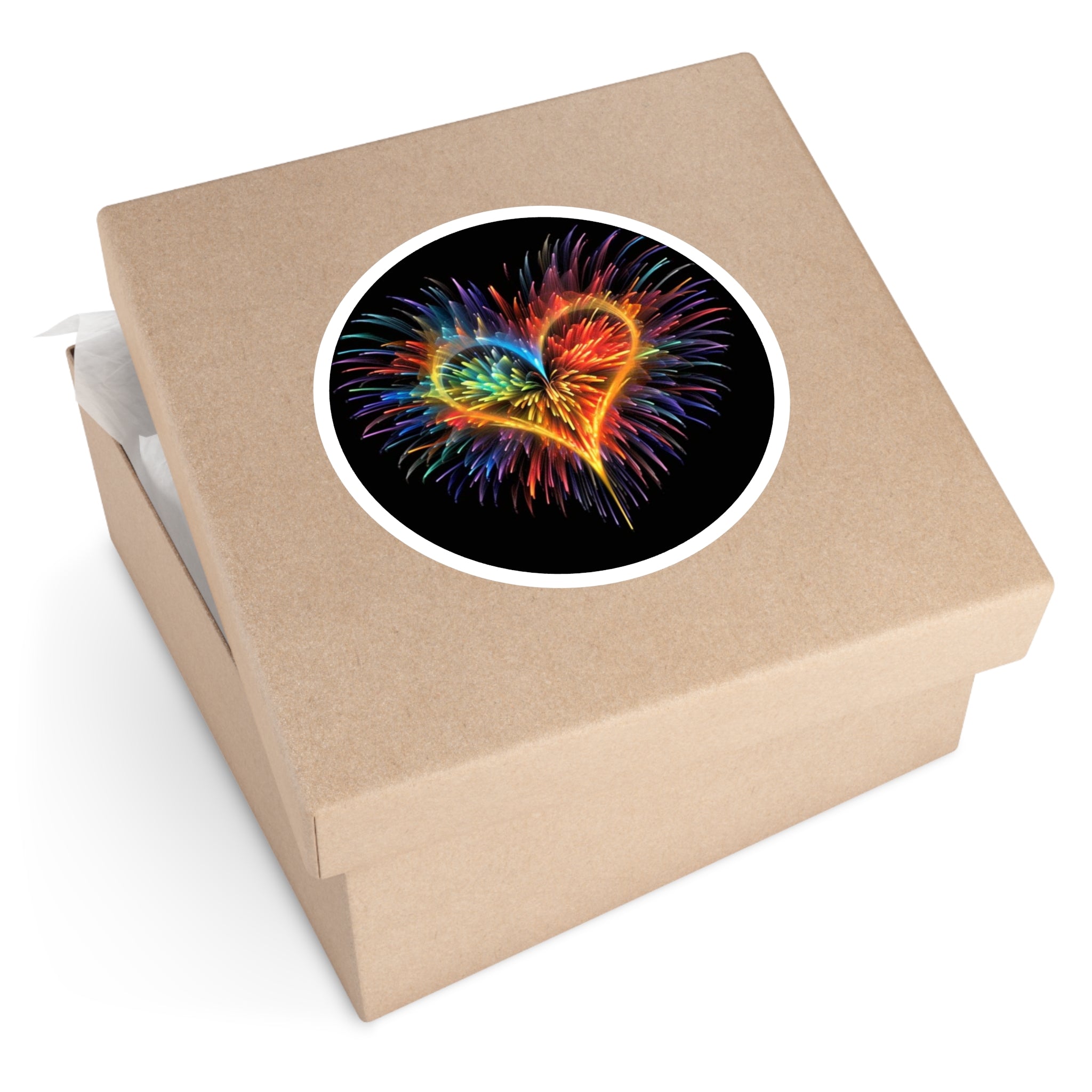 Rainbow Heart, Firework Sticker, Laptop Decal, Gift for Art Lovers