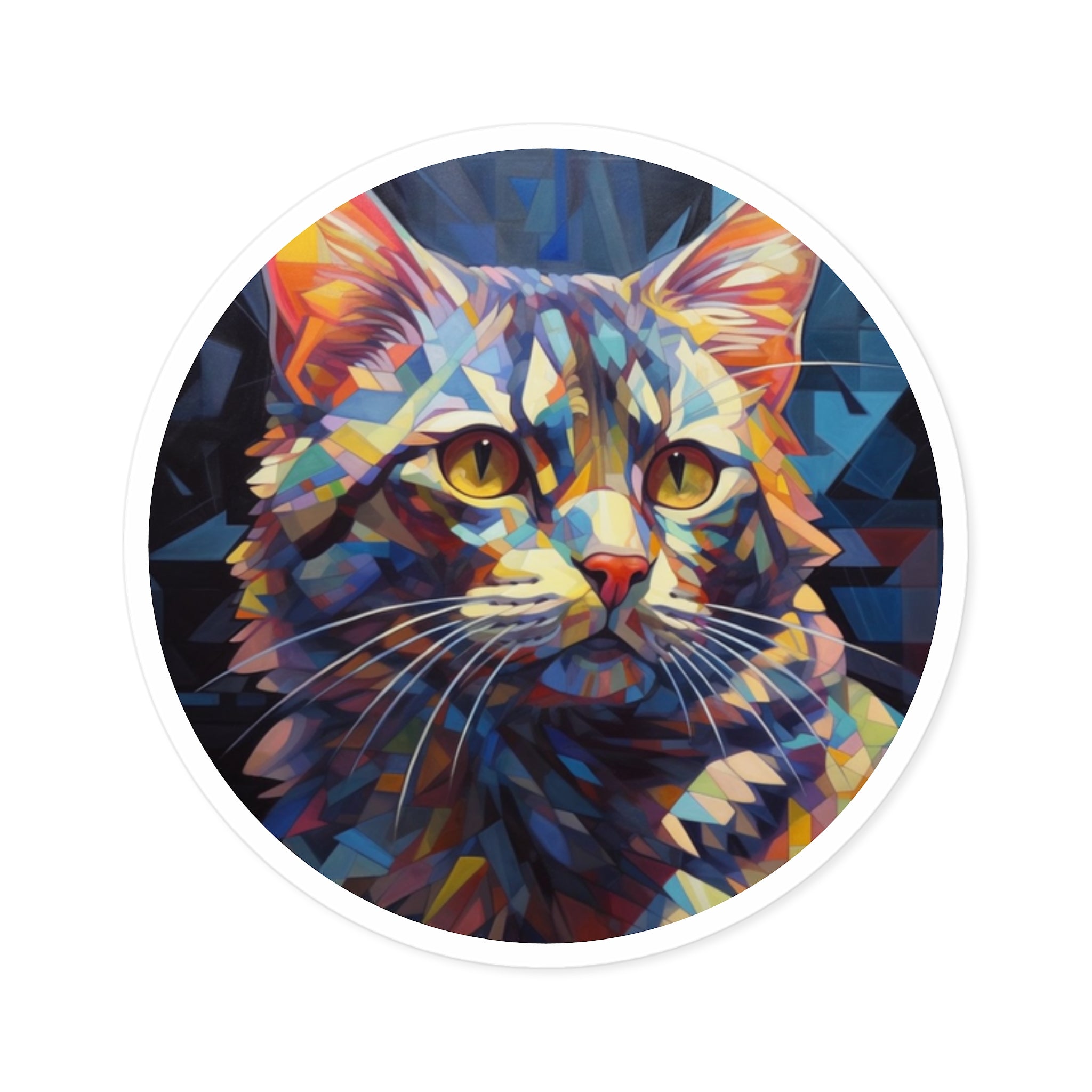 Prismatic Cat, Geometric Color Art Sticker, Modern Design, Abstract Feline