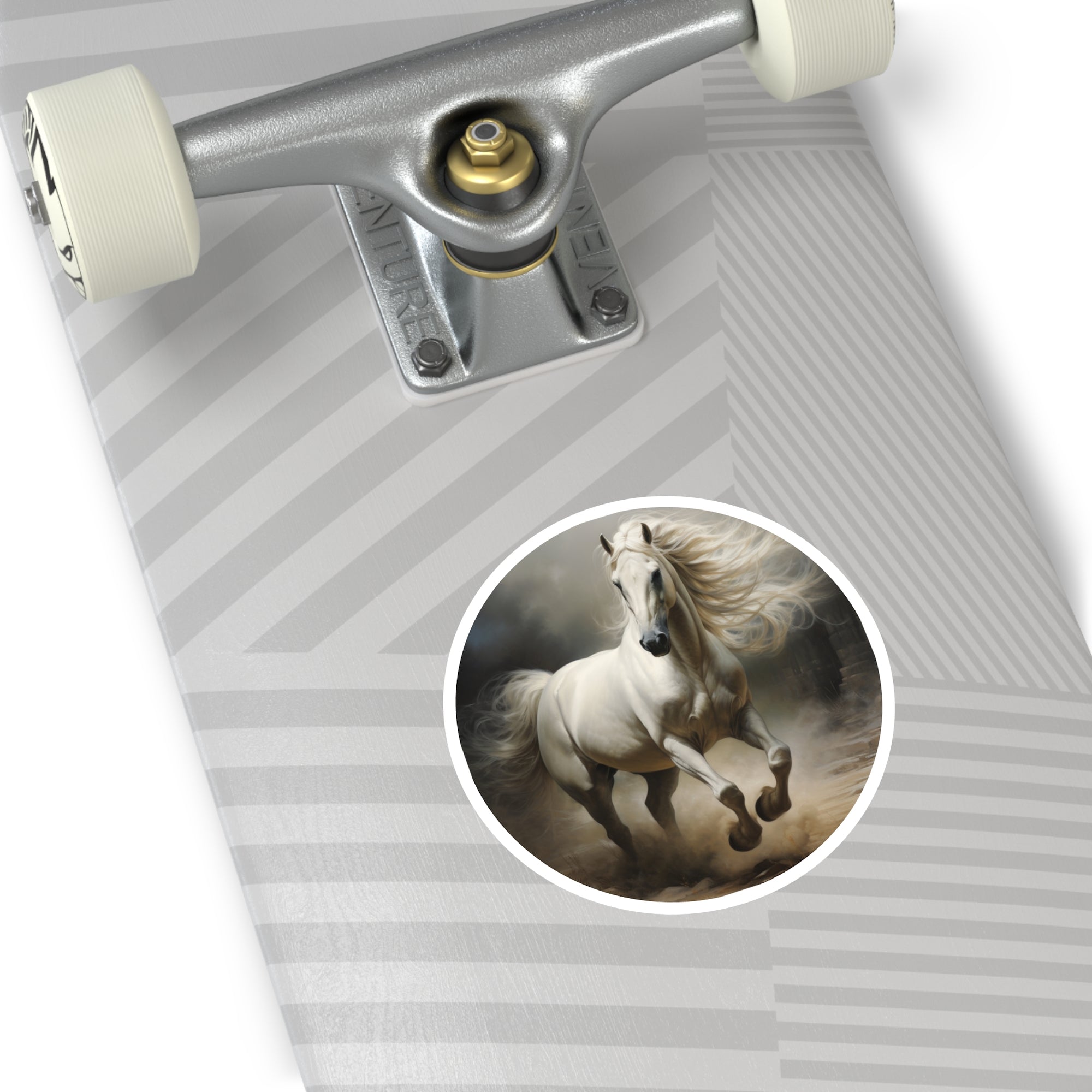 White Horse Running, Realistic Animal Sticker, Elegant Design, Nature Art